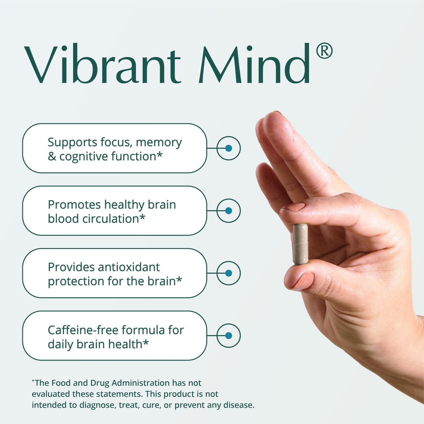 Natura Health Products Vibrant Mind Nootropic Brain Supplement for Memory and Focus Featuring Bacopa, Ginkgo Biloba, Centellin & Phosphatidylserine, Caffeine Free, 90 Capsules