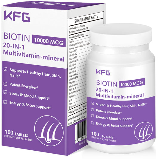 KFG Biotin 10000mcg Tablets, 100 Count