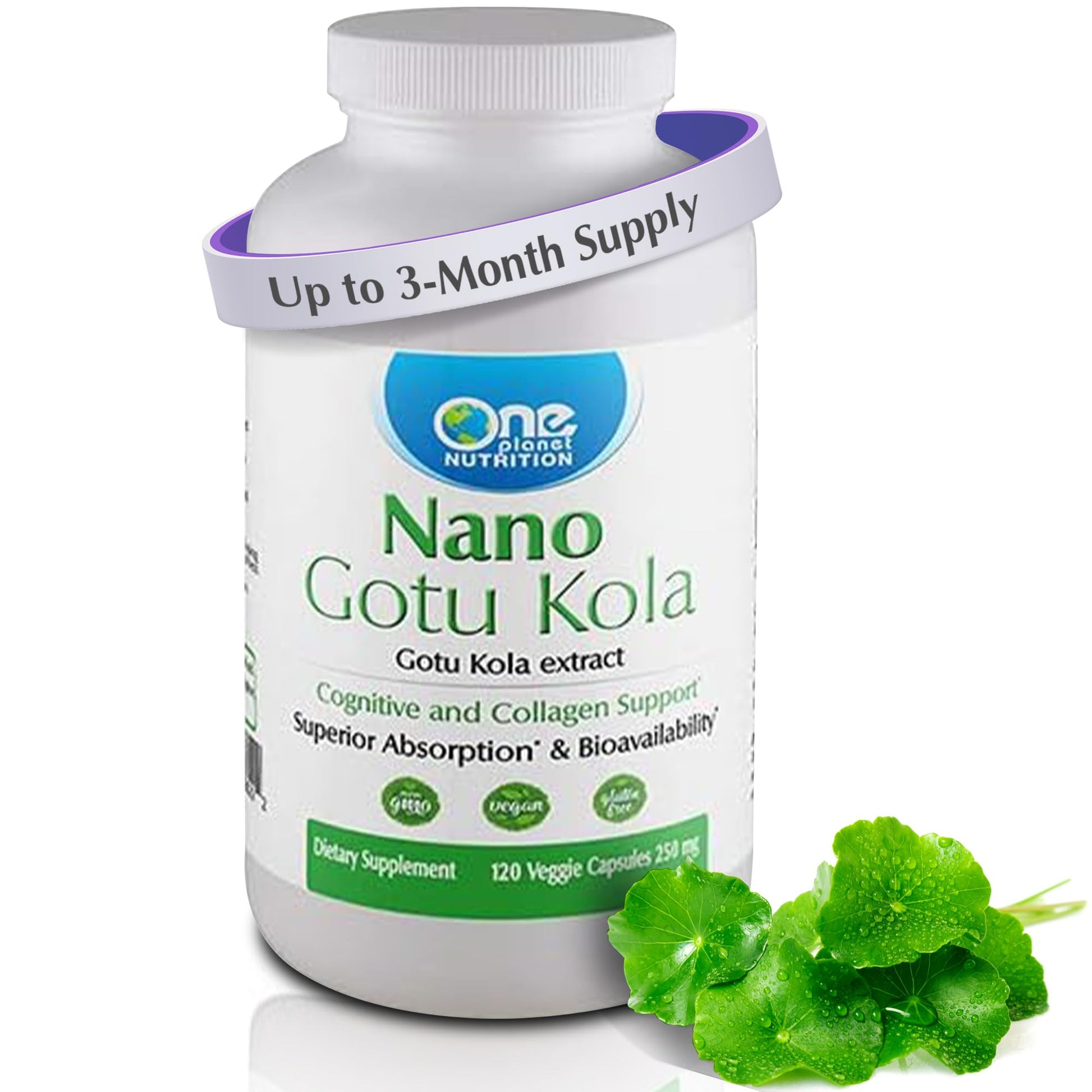One Planet Nutrition Nano Gotu Kola 250 mg Veggie Capsules, 1 Count