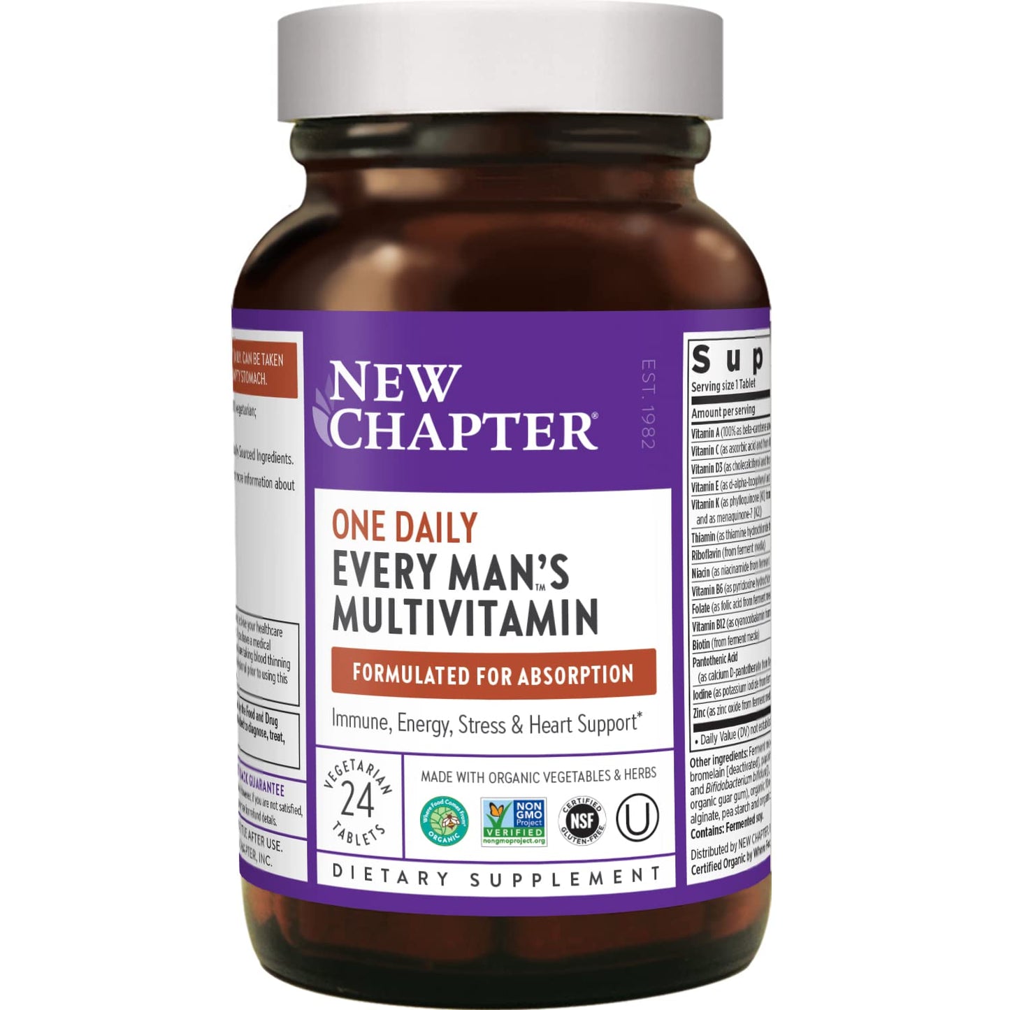 New Chapter Men’s Multivitamin + Immune, Energy & Stress Support – Every Man’s One Daily with Fermented Probiotics & Whole Foods + Vitamin D3 + Vitamin B6 & B12 + Organic Non-GMO Ingredients, Gummy 24 Count
