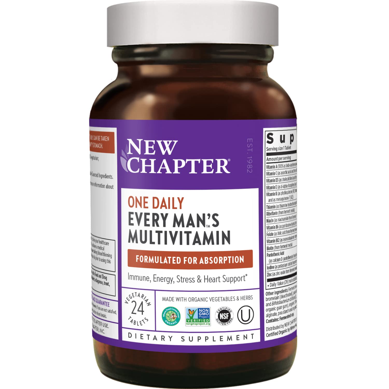 New Chapter Men’s Multivitamin + Immune, Energy & Stress Support – Every Man’s One Daily with Fermented Probiotics & Whole Foods + Vitamin D3 + Vitamin B6 & B12 + Organic Non-GMO Ingredients, Gummy 24 Count