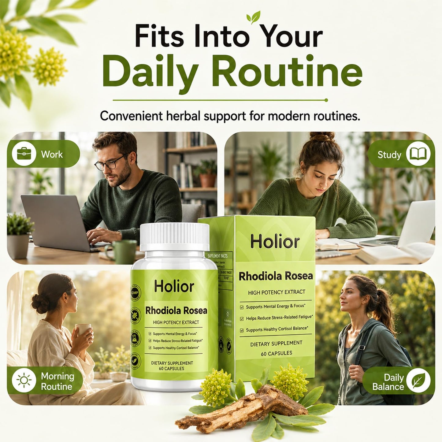 Ceduce Holior Rhodiola Rosea Supplement with Salidroside Capsule 60 Count