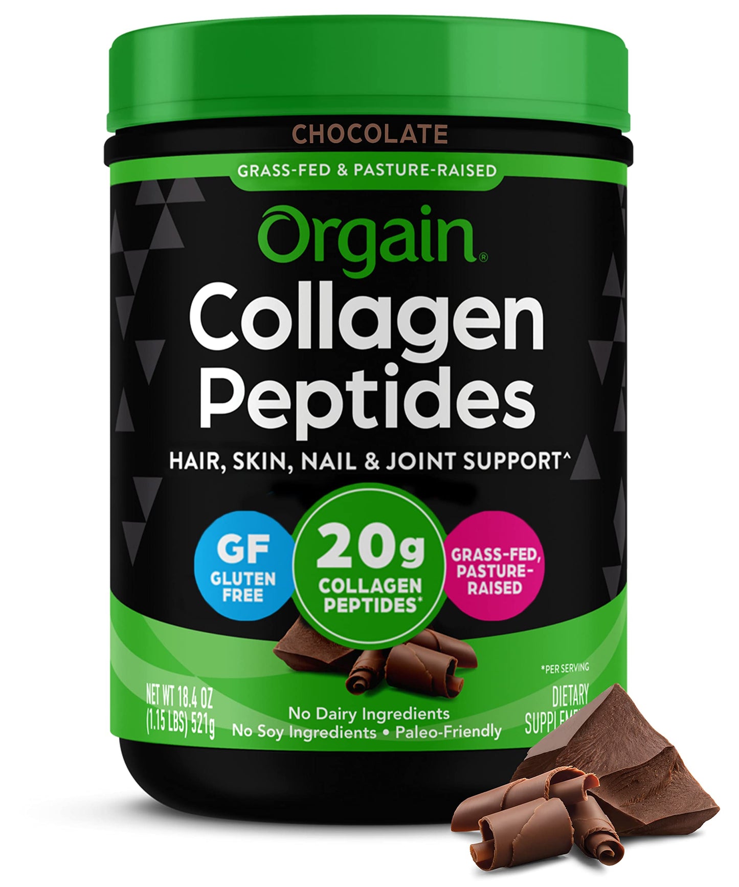 Orgain Hydrolyzed Collagen Peptides Powder, Chocolate, 16 Servings