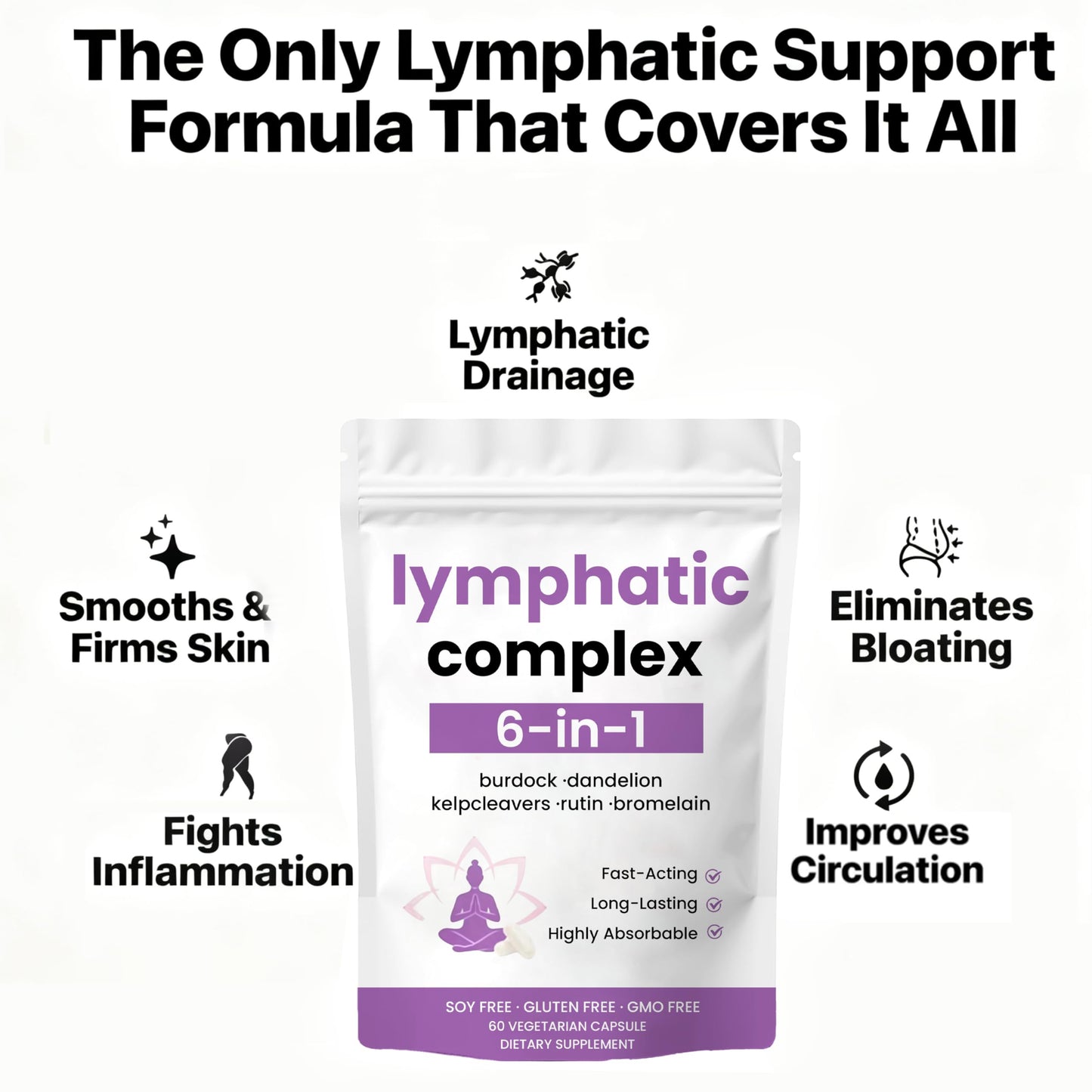 xsaucy Lymphatic Complex 6 in 1 Capsules, 60 Count