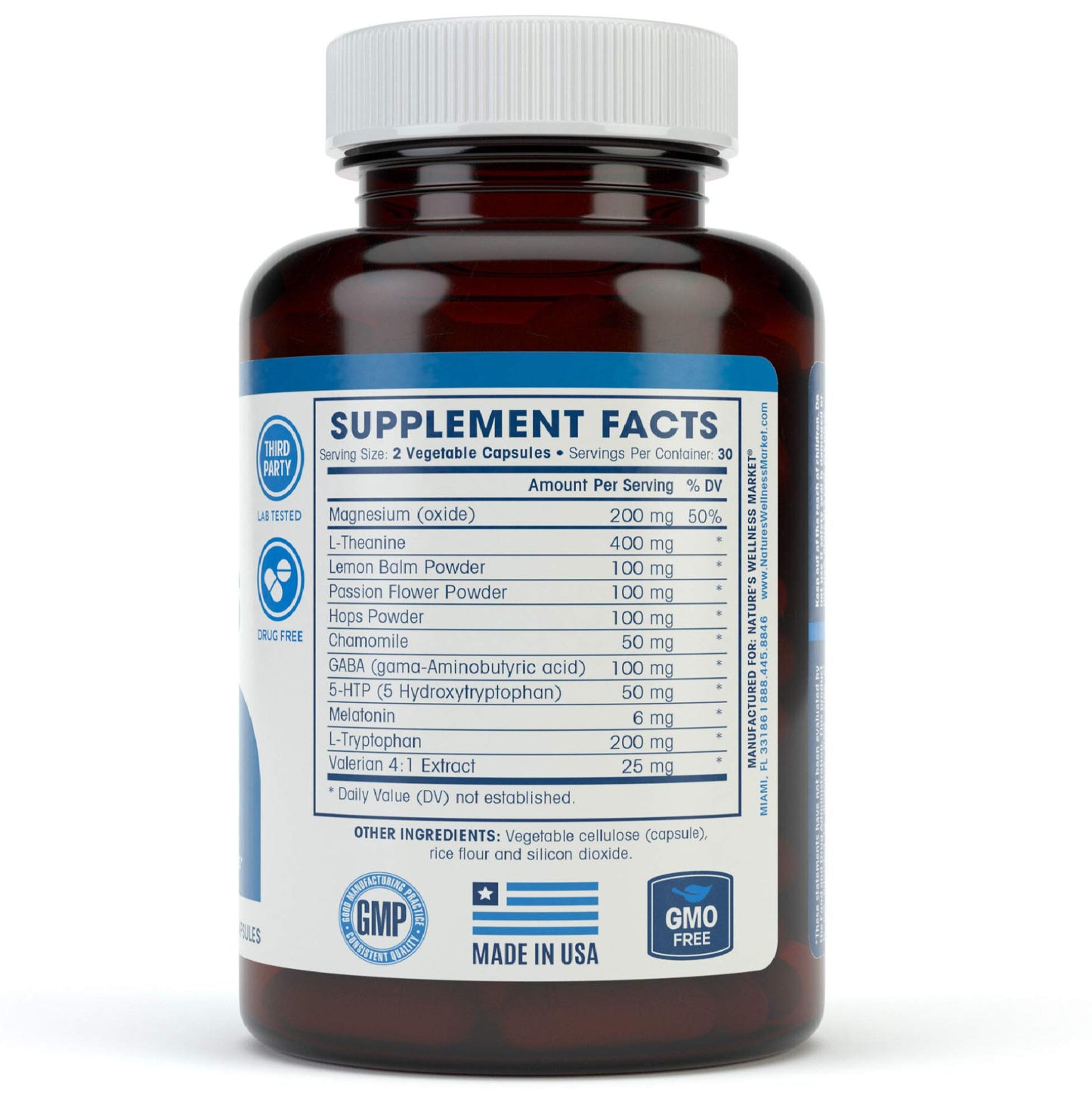 Natures Wellness Premium Natural Sleep Aid for Adults Capsules 60 Count