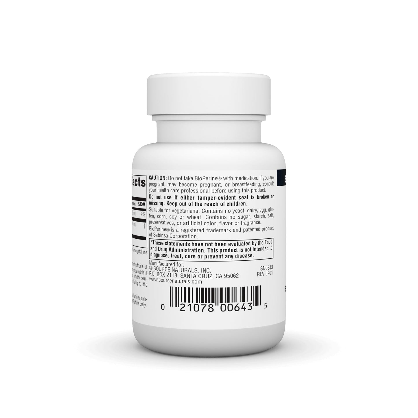 Source Naturals BioPerine Black Pepper Fruit Extract Tablets 60