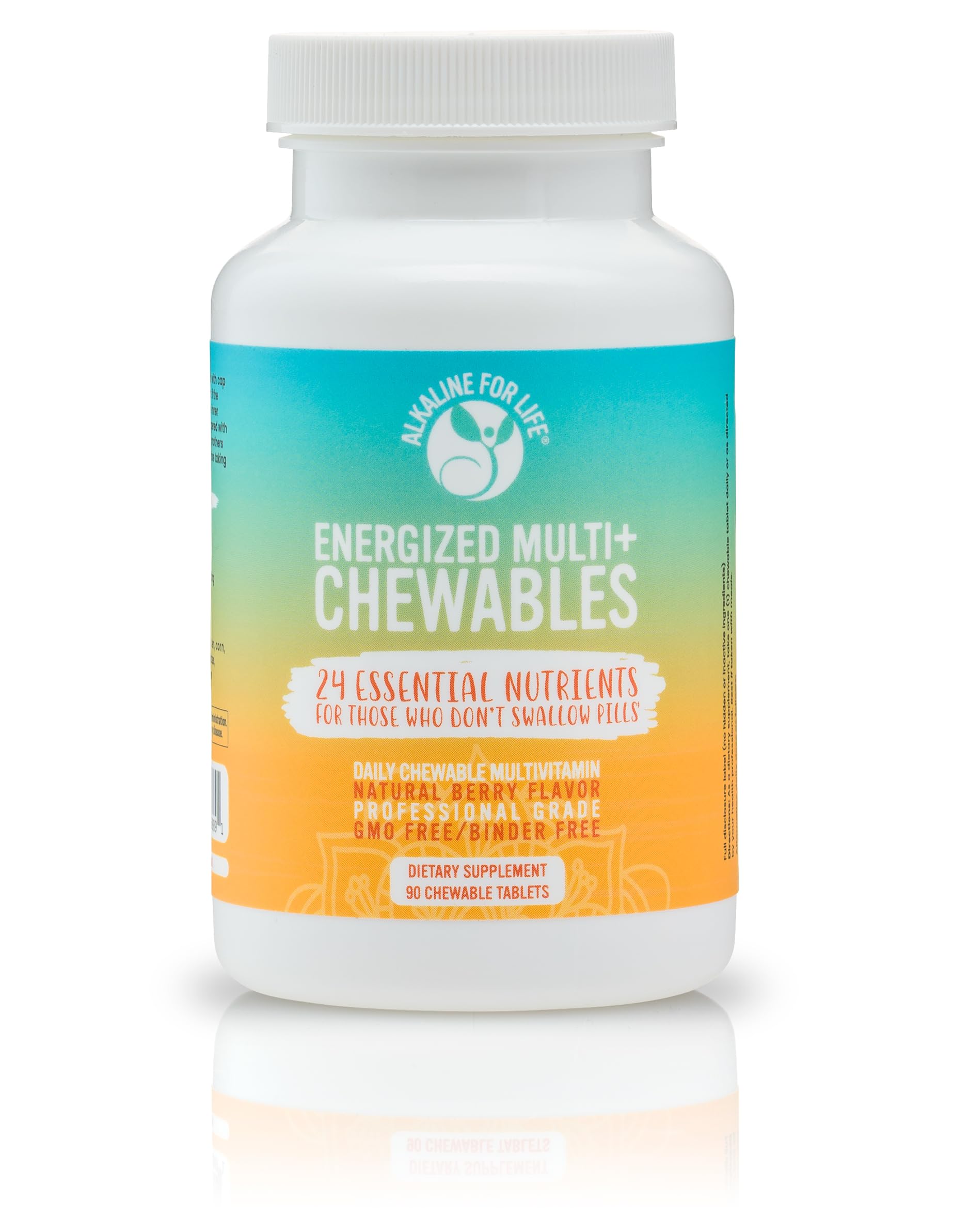 Alkaline for Life Energized Multi+ Chewables Daily Multivitamin with Methylated B12 and Folate, Mineral Chelates and Citrate Forms, Berry-Flavored, 90 Count