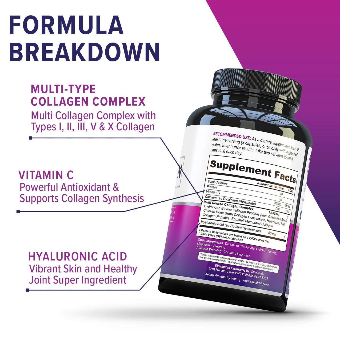 Vitauthority Multi Collagen Peptides for Women Capsules 180