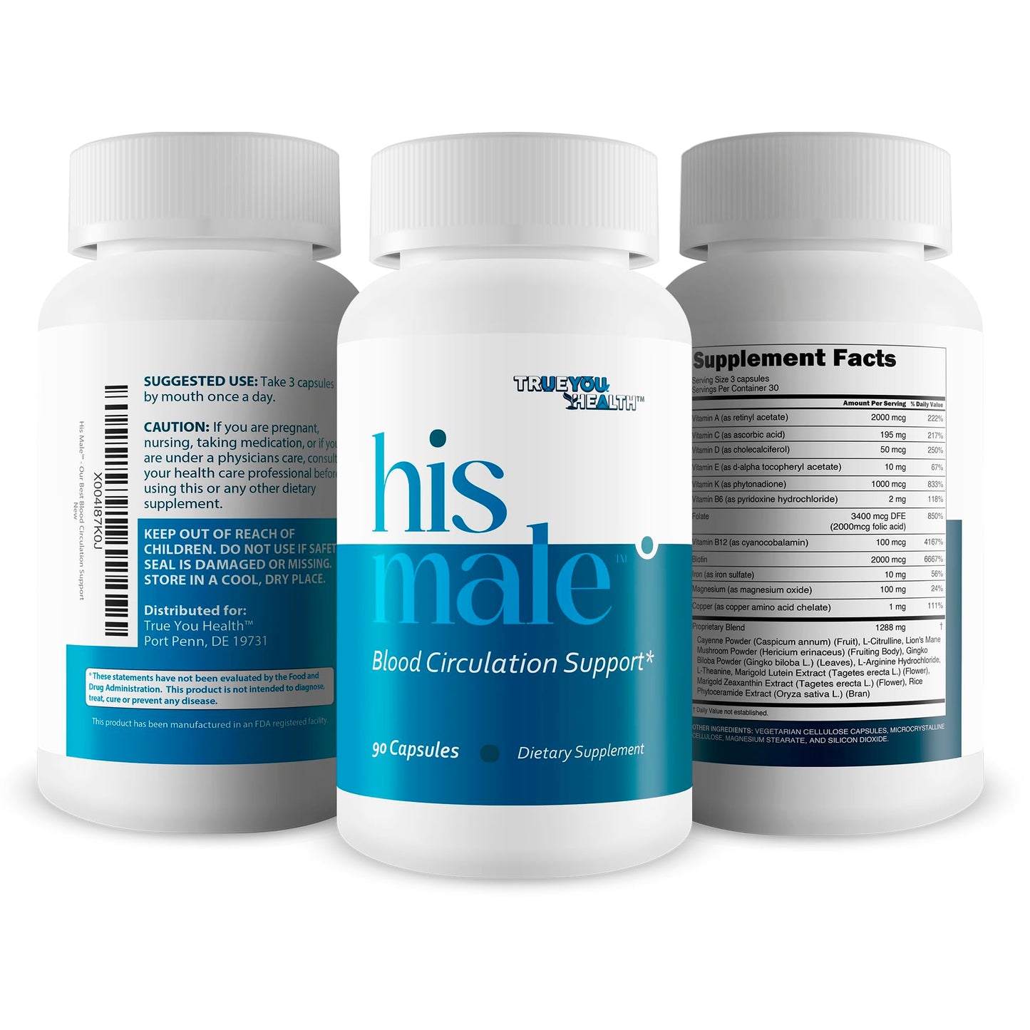 True You Health Male Blood Flow Support Capsule, 90 Count