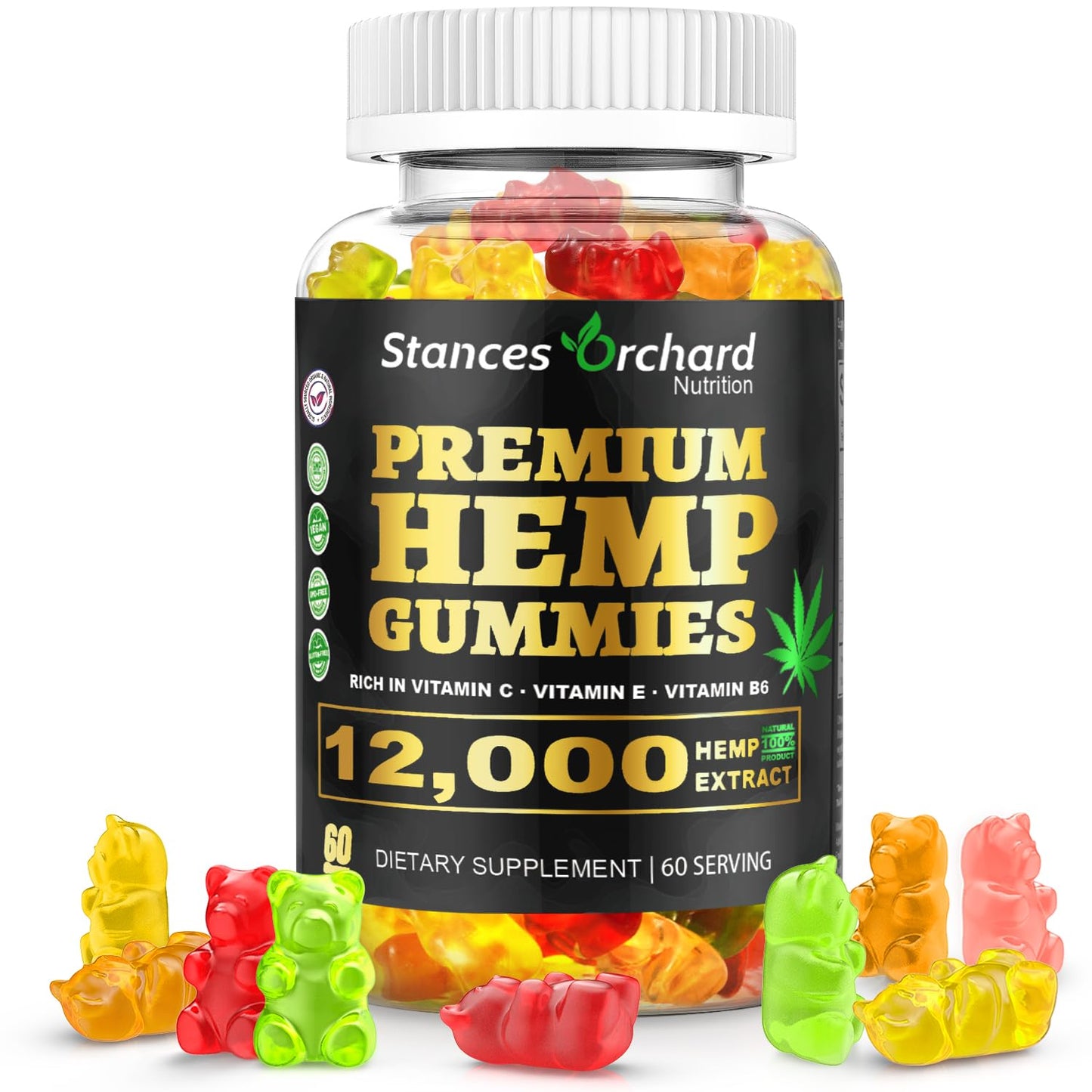 STANCES ORCHARD Hemp Gummies Advanced Extra Strength 60 Count