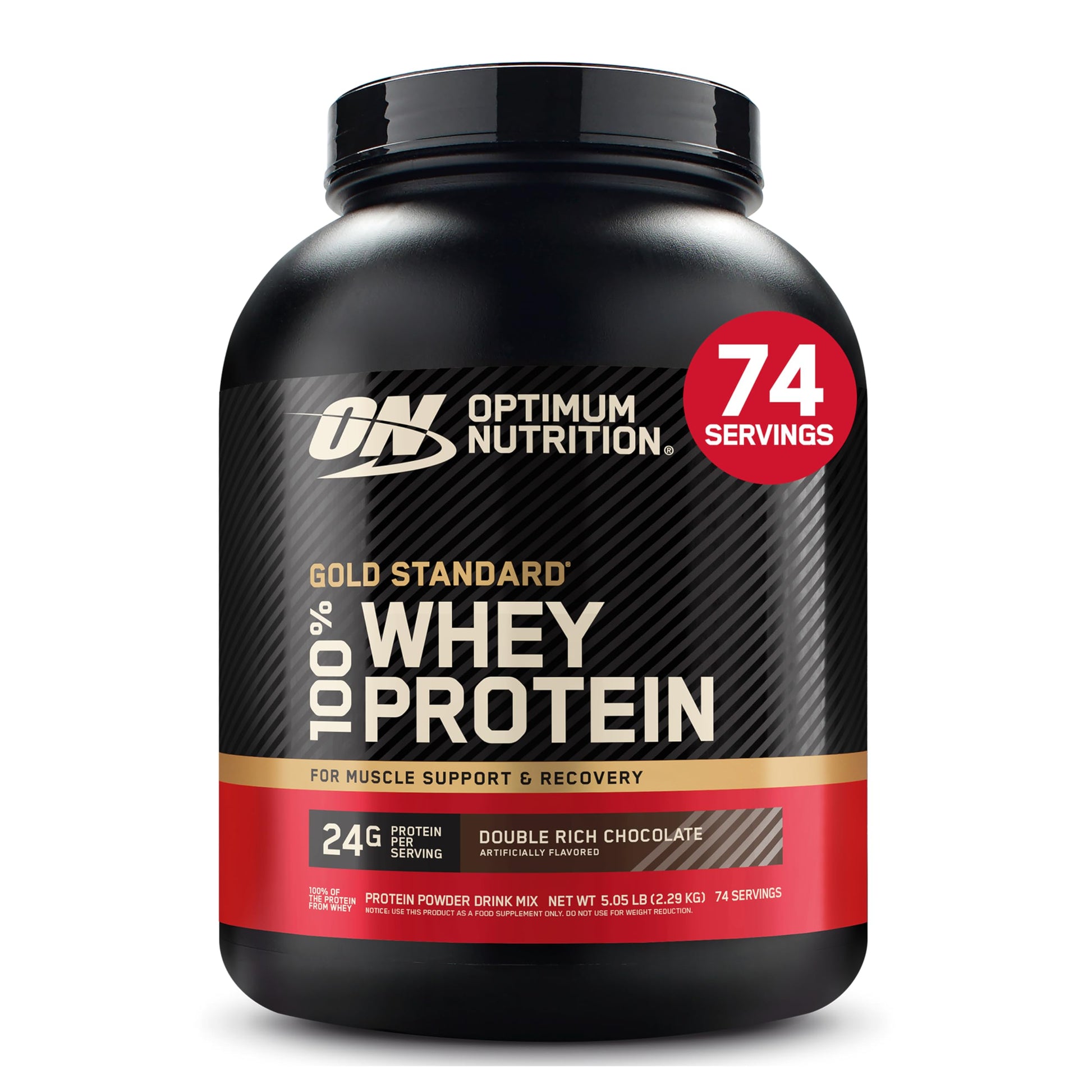 Optimum Nutrition Gold Standard 100% Whey Protein Powder Double Rich Chocolate 5 Pound 80
