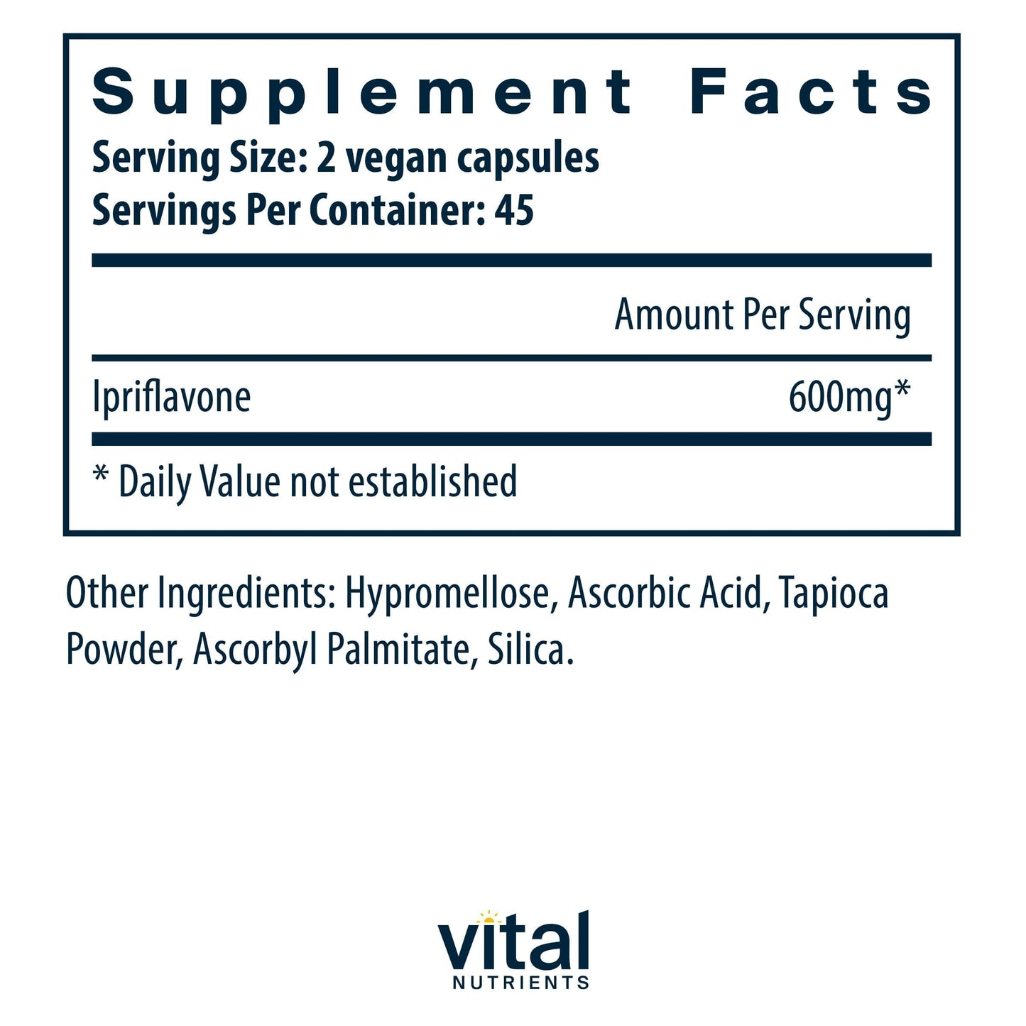 Vital Nutrients Ipriflavone 600mg Capsule, 90 Count