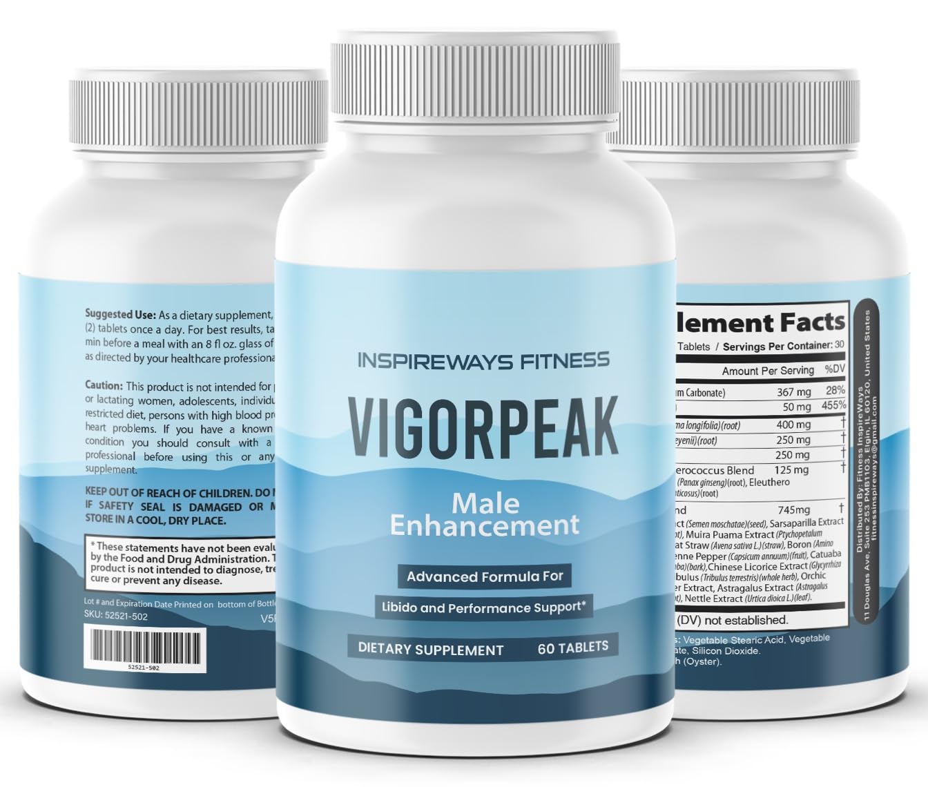 Fitness InspireWays Vigor Peak Supplement with Advanced Natural Ingredients 60 Capsules