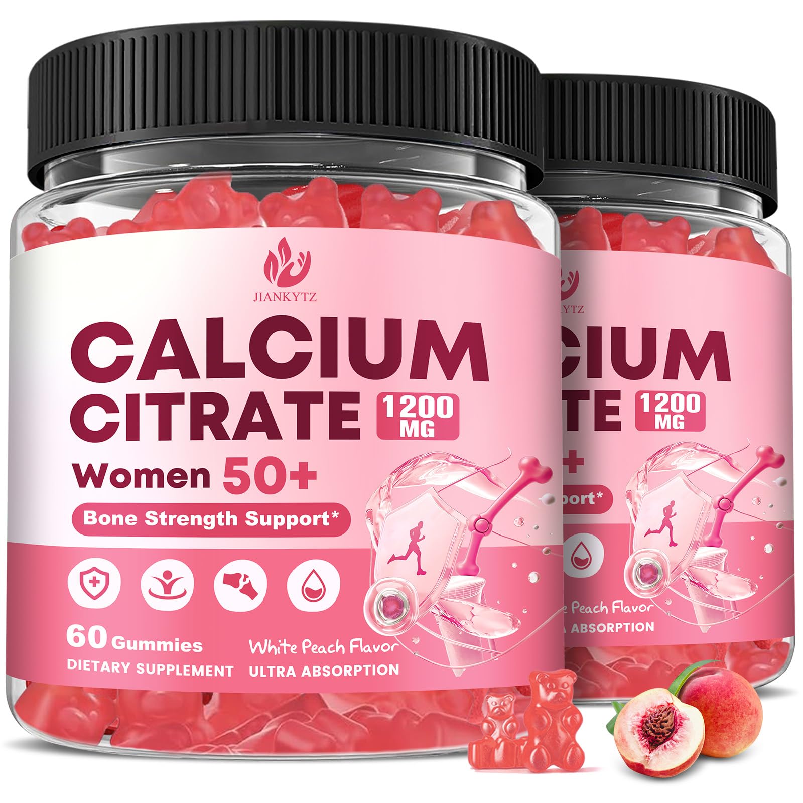 JIANKYTZ Calcium Citrate with Vitamin D3 Gummies, 120 Count