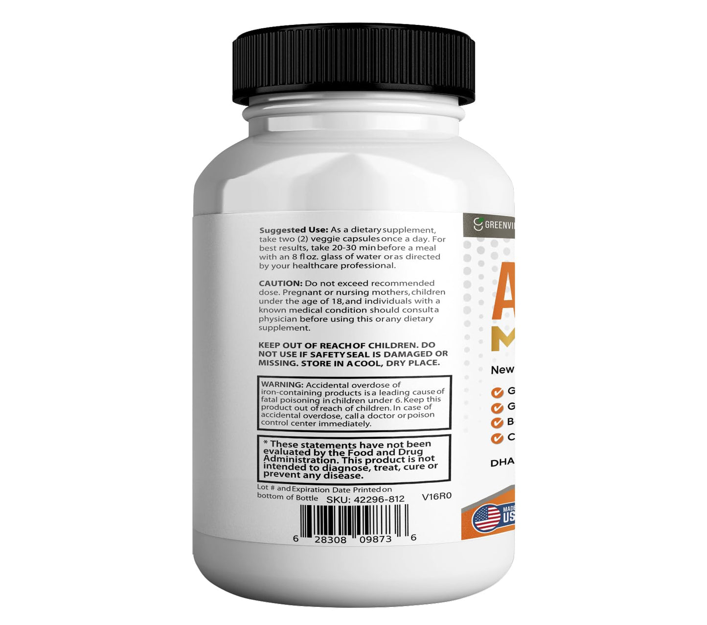 GREENVIFY Aria Leaf Max Extra Strength Nootropic Supplement Capsules, 60 Count