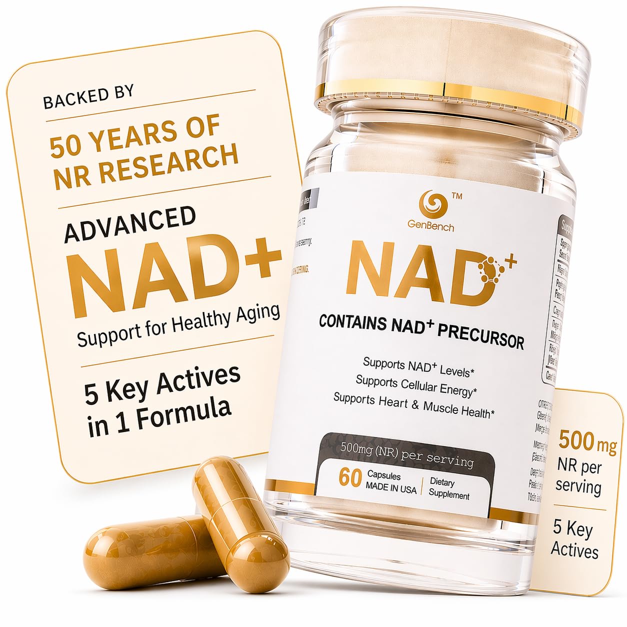 GenBench NAD+ Supplement Capsule 60 Count
