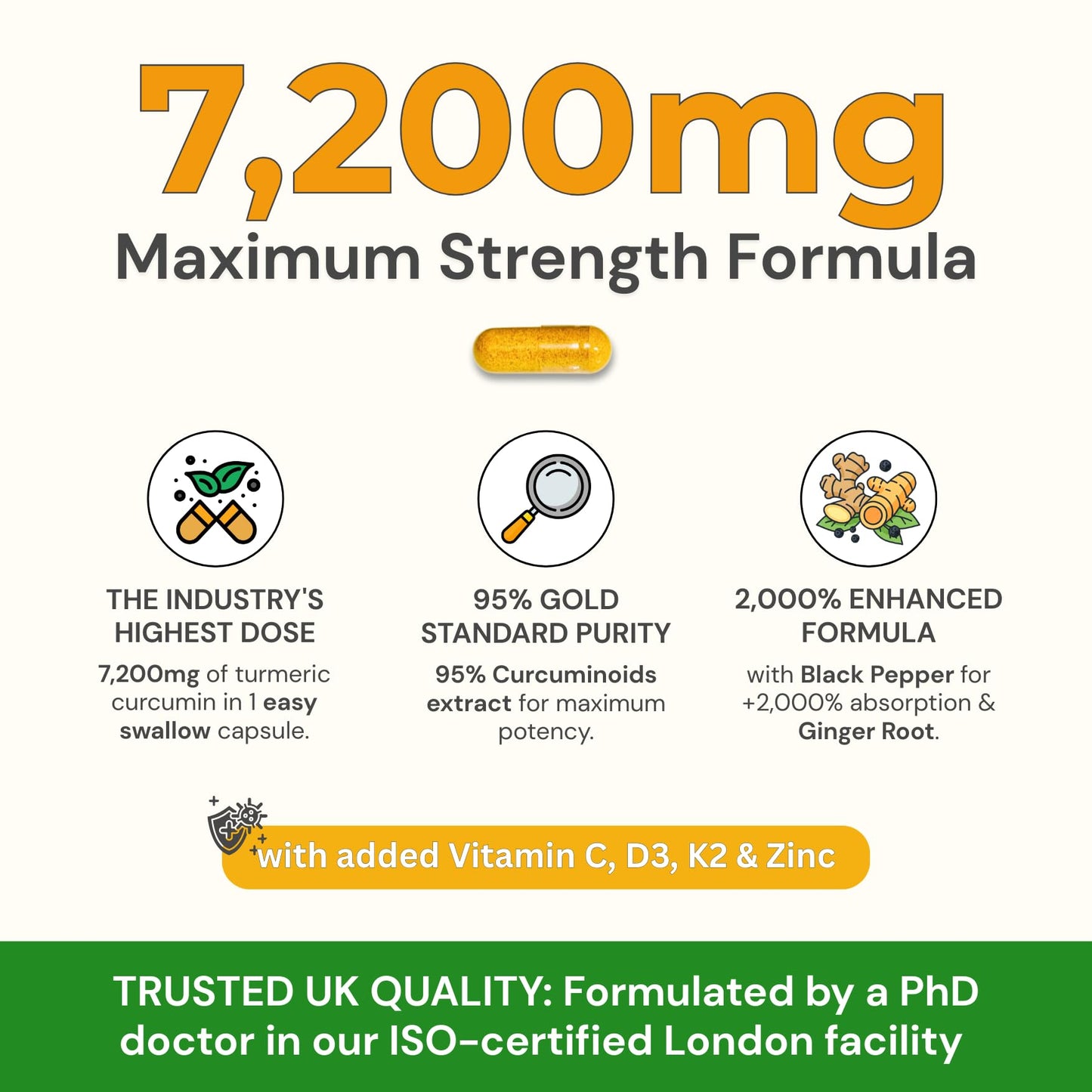 STRENGTH & SPICES Turmeric Curcumin Capsules 90 Count