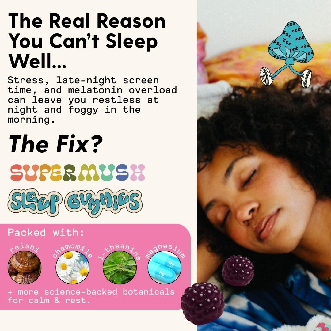 SuperMush Sleep Gummies for Adults 60 Gummies