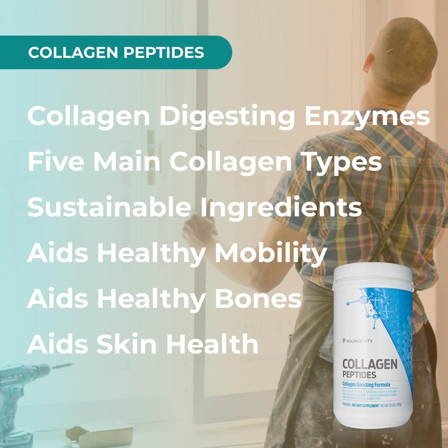 Youngevity Multi-Collagen Peptides Powder with Fulvic Powder – Hydrolyzed Grass-Fed, Marine, Chicken, & Eggshell Membrane Collagen – Hair, Skin, Nails, Bone, Bone Support – I, II, III, V, X – 13.23 oz
