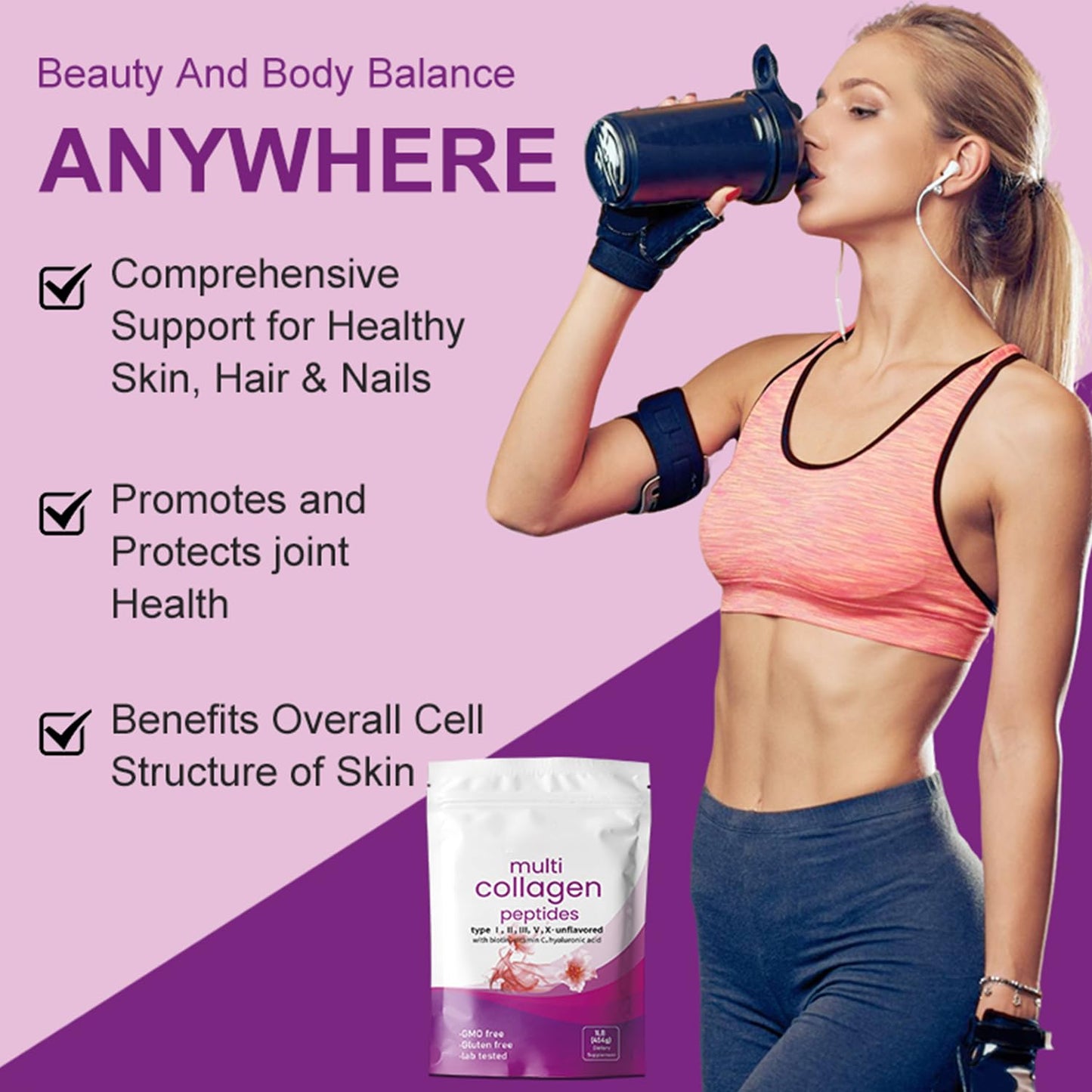 ElixAid Multi Collagen Peptides Powder, 16 oz