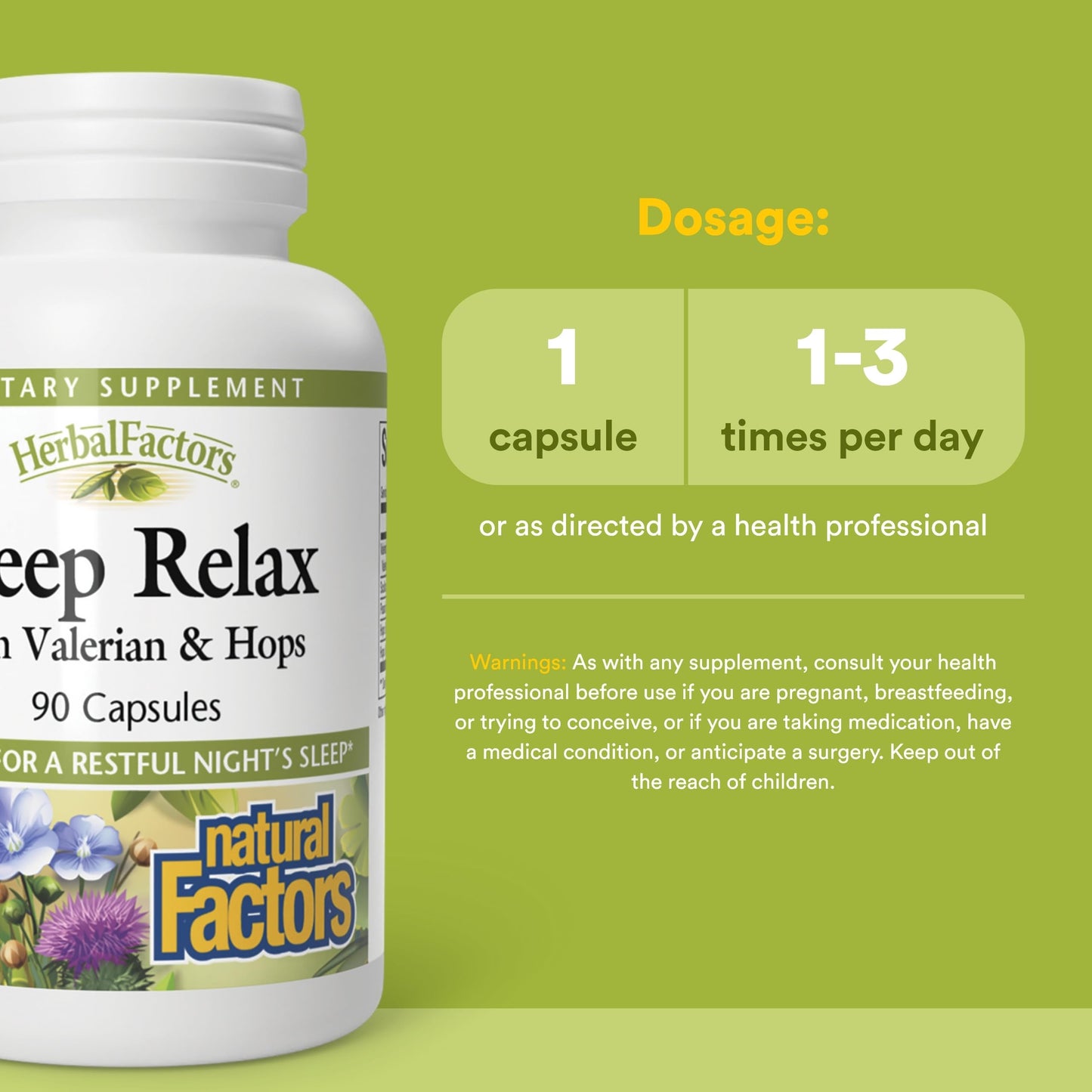 Natural Factors Herbal Factors Sleep Relax Formula 90 Capsules