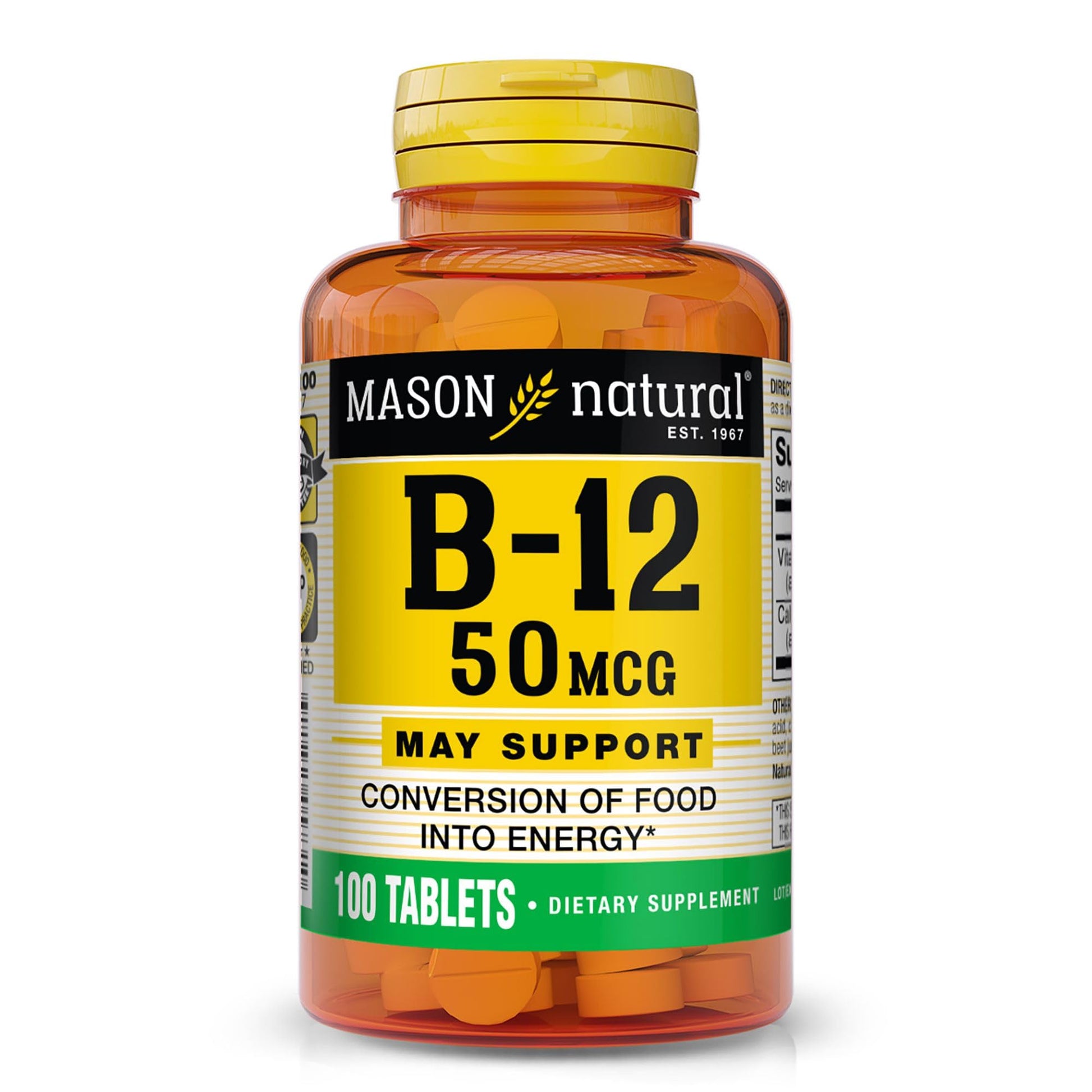 Mason Natural Vitamin B12 50 mcg with Calcium Tablets, 100 Count