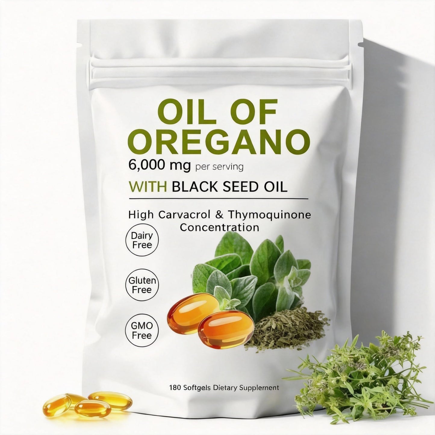 Huuazoi Oregano Oil Softgels Capsule, 180 Count