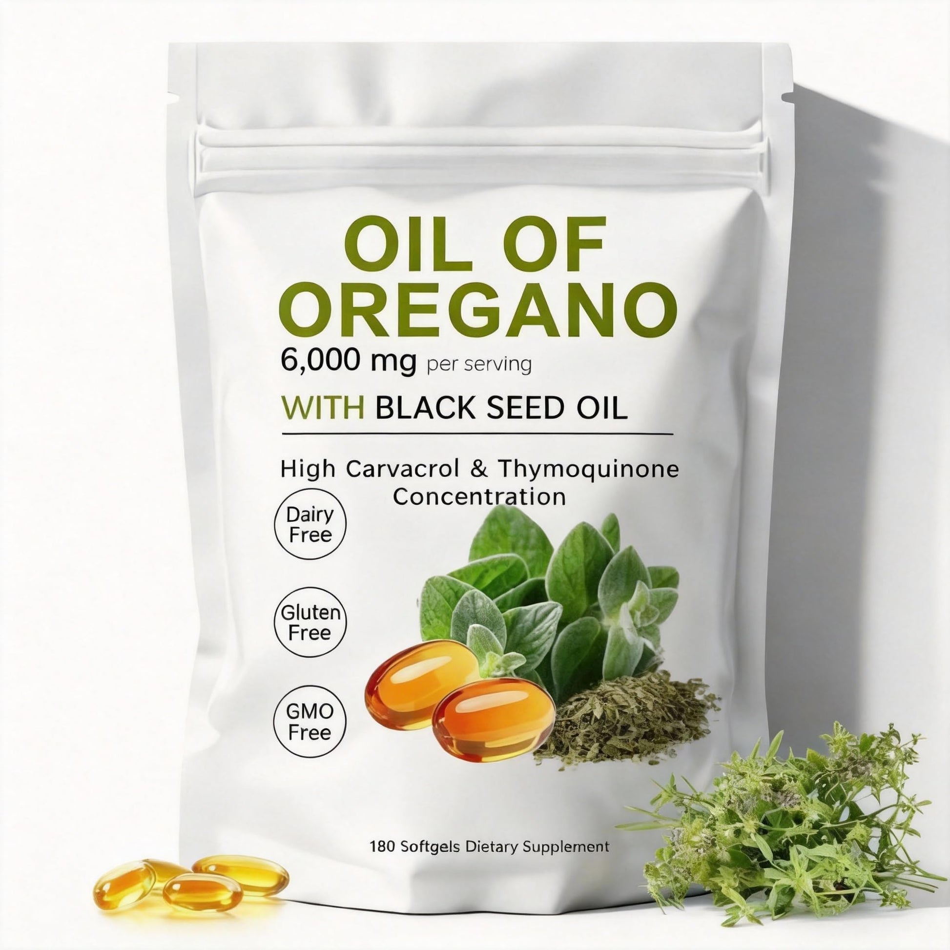 Huuazoi Oregano Oil Softgels Capsule, 180 Count