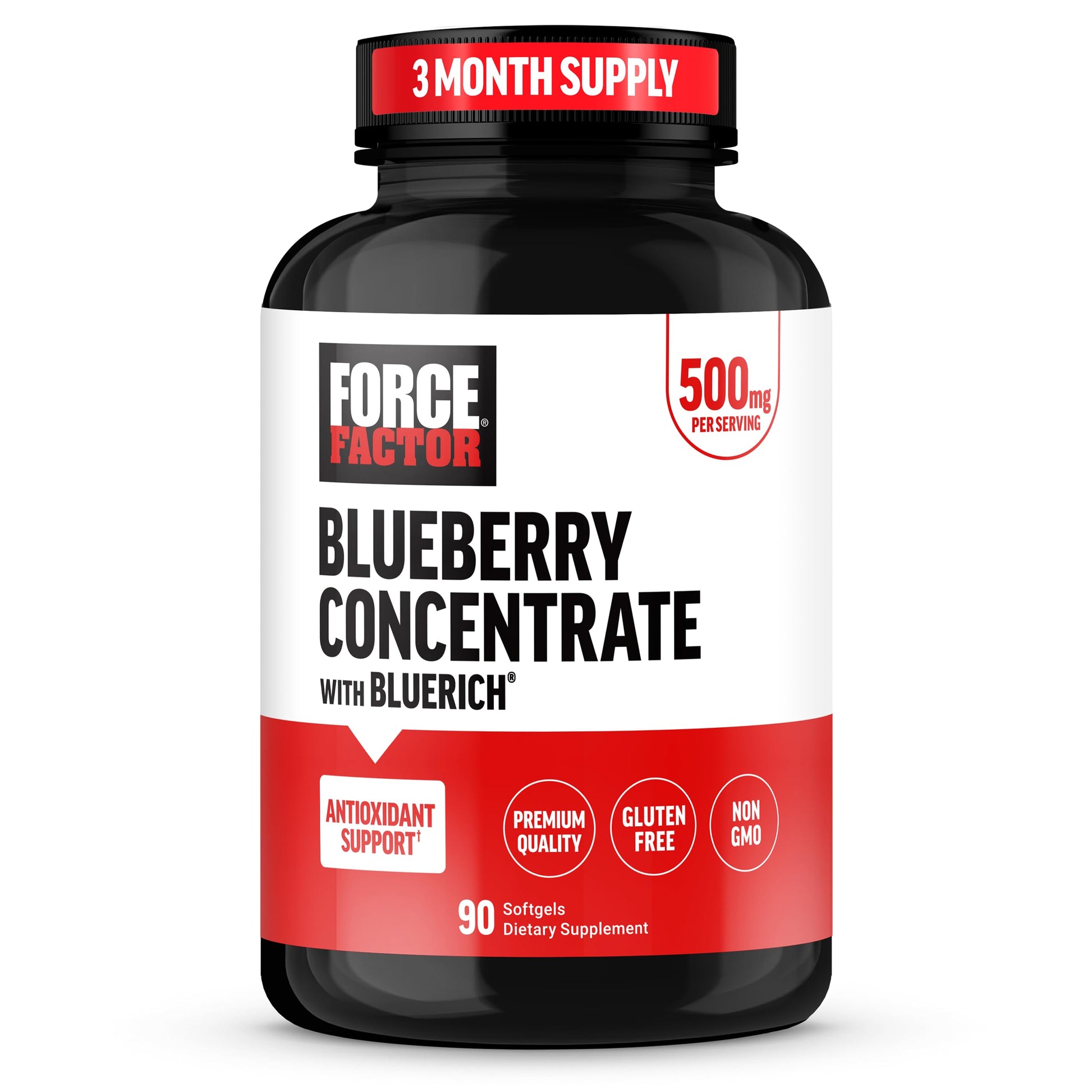 Force Factor Blueberry Concentrate Antioxidants Supplement Softgel 90 Count