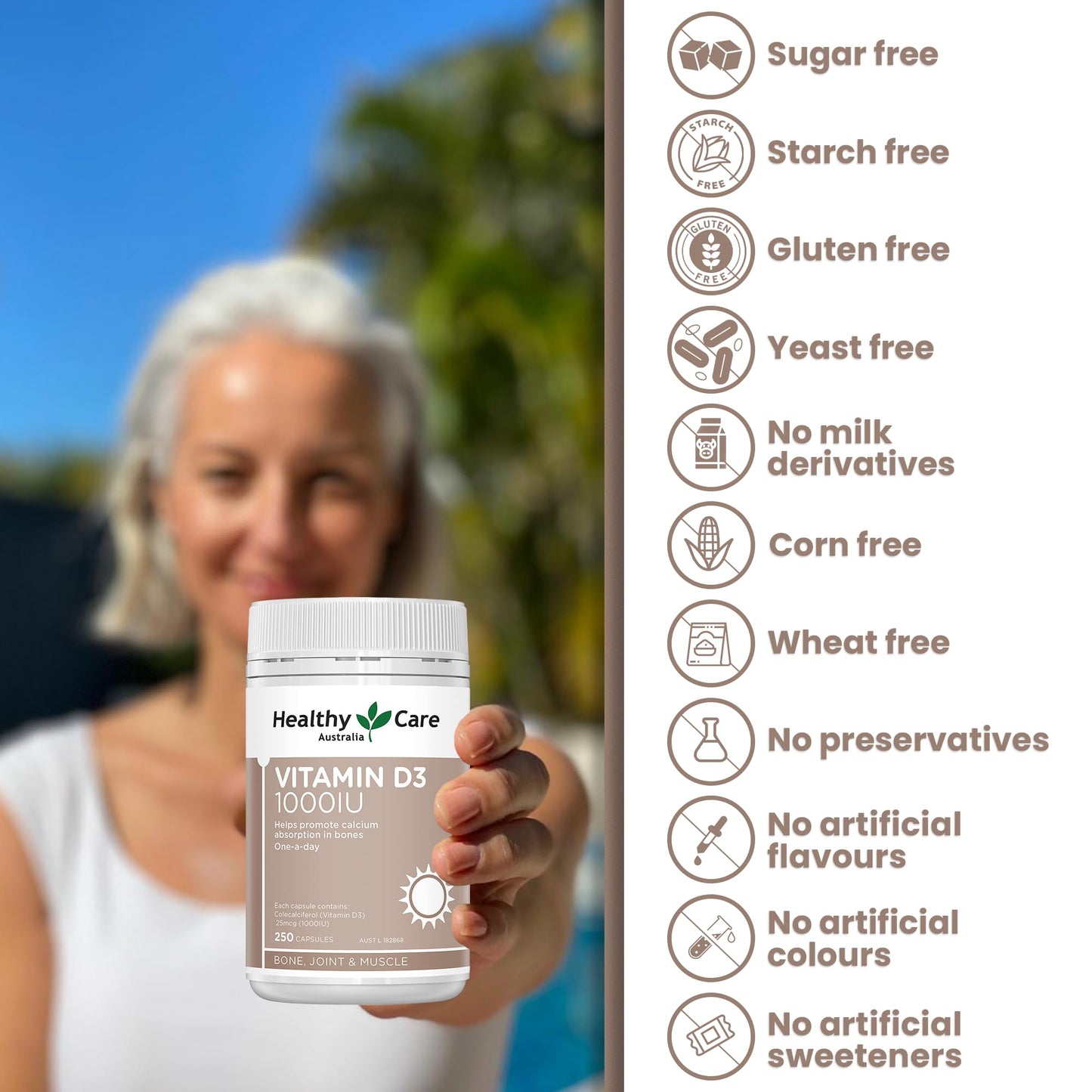 Healthy Care Vitamin D3 1000IU Softgel Capsules 250