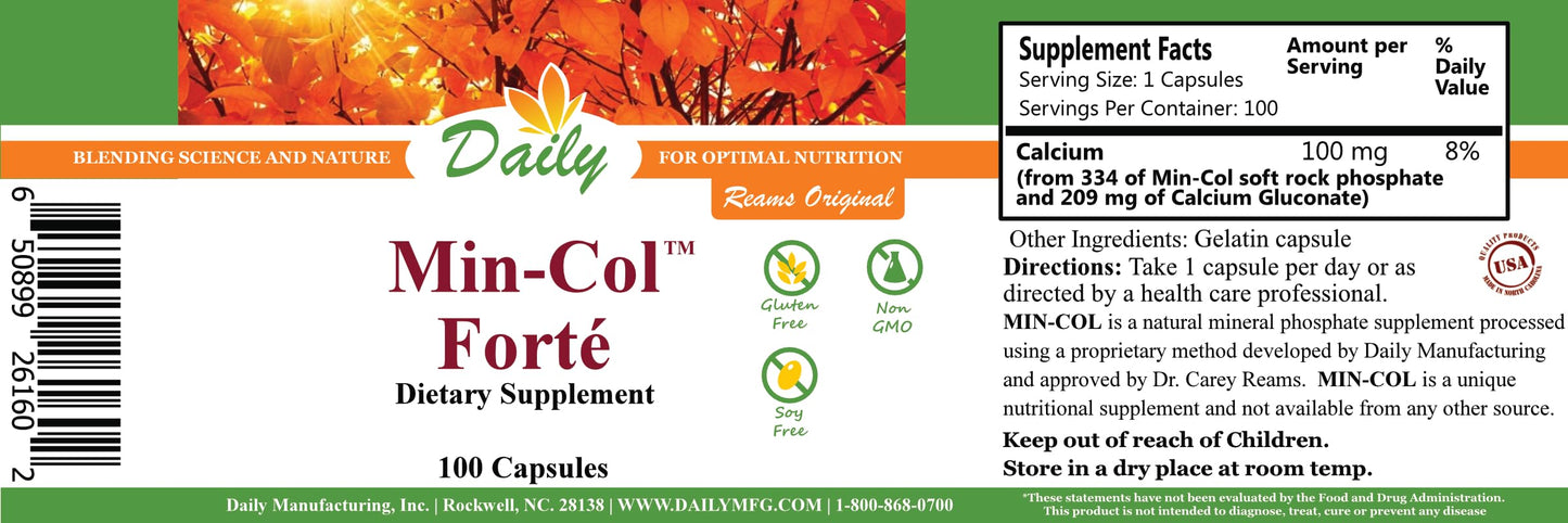 Daily Manufacturing Min-Col Forte (Soft Rock Phosphate & Calcium Gluconate) Capsule, 100 Count