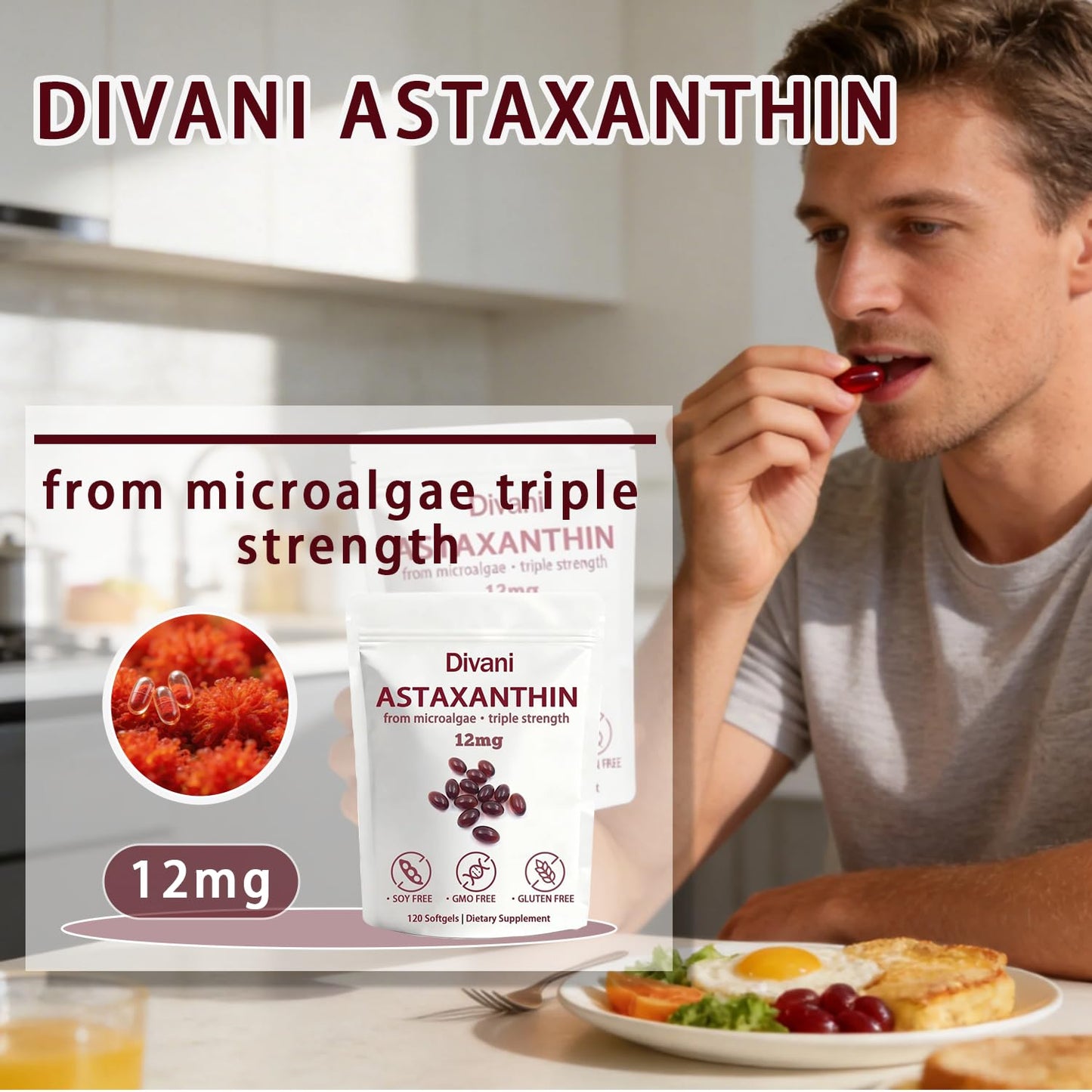 Cyano Divani Astaxanthin 12mg Softgels, 120 Count