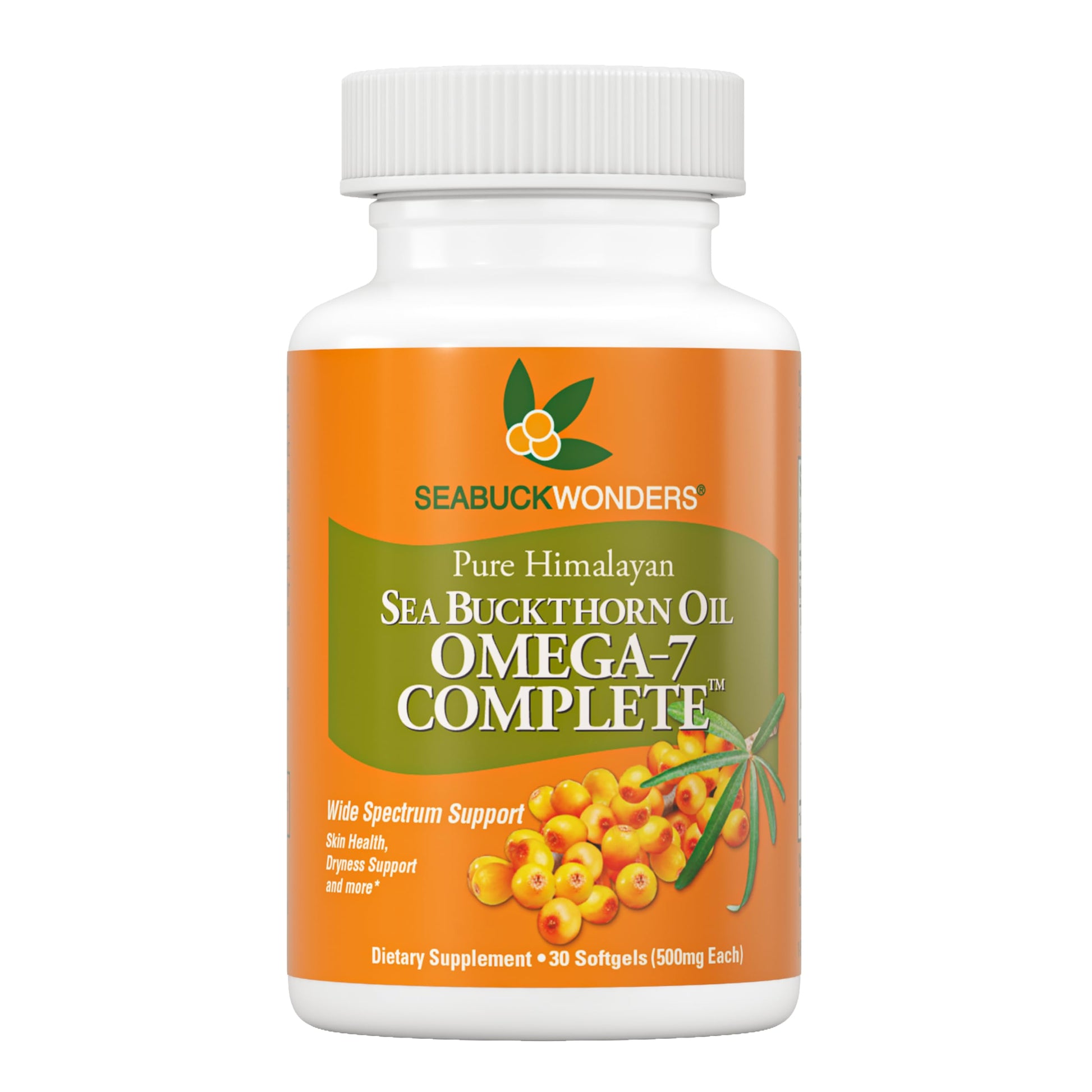 SeabuckWonders Organic Sea Buckthorn Oil Omega-7 Complete Capsules, 30 Count