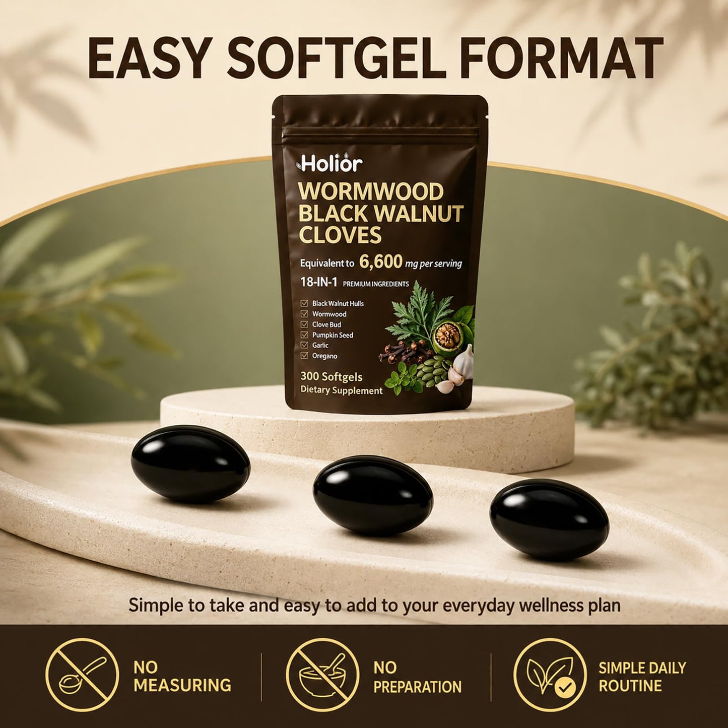 Holior Labs Wormwood Black Walnut Cloves Softgel 300