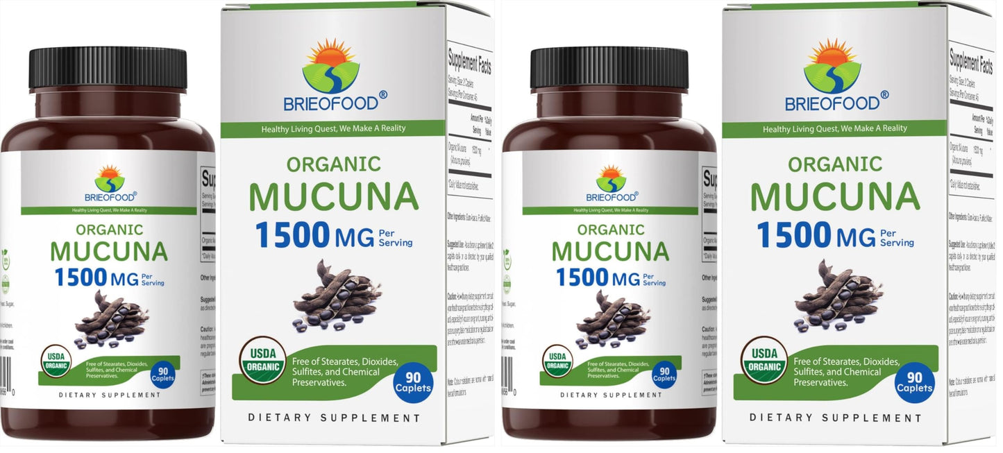 Brieofood Organic Mucuna 1500mg Tablets 180 Count