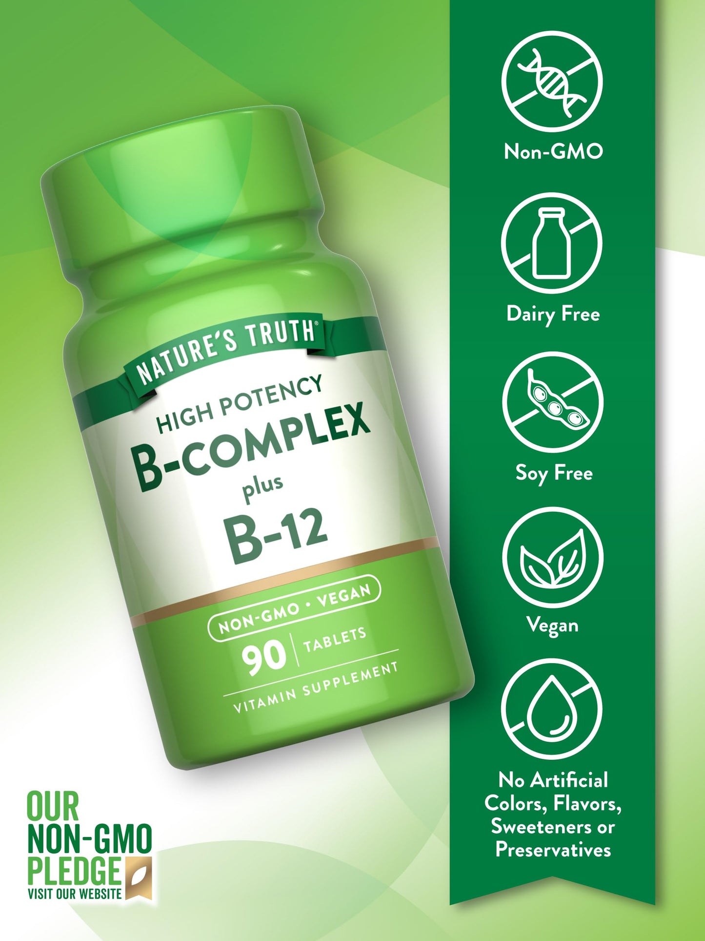 Nature's Truth Vitamin B Complex for Women & Men Plus B12 90 Tablets