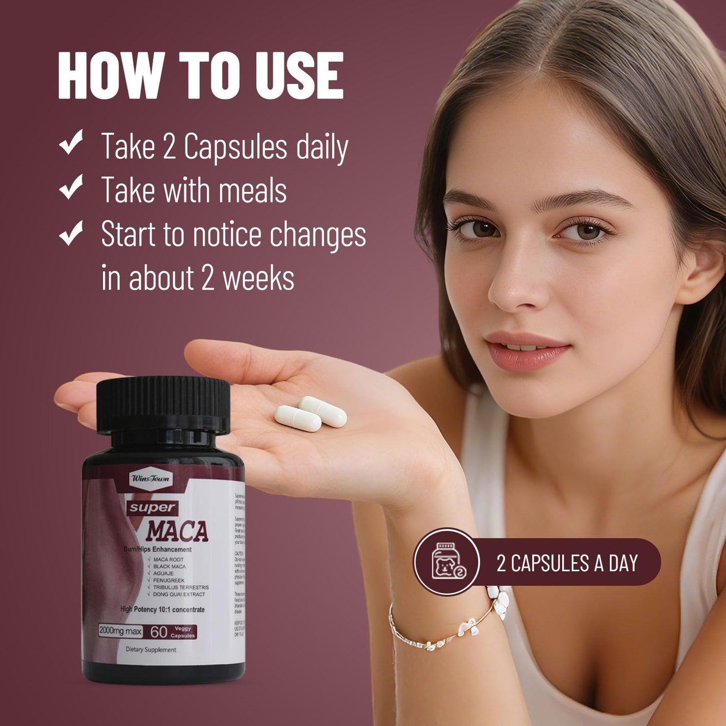 Wins Town Super Maca Capsules 60 Count