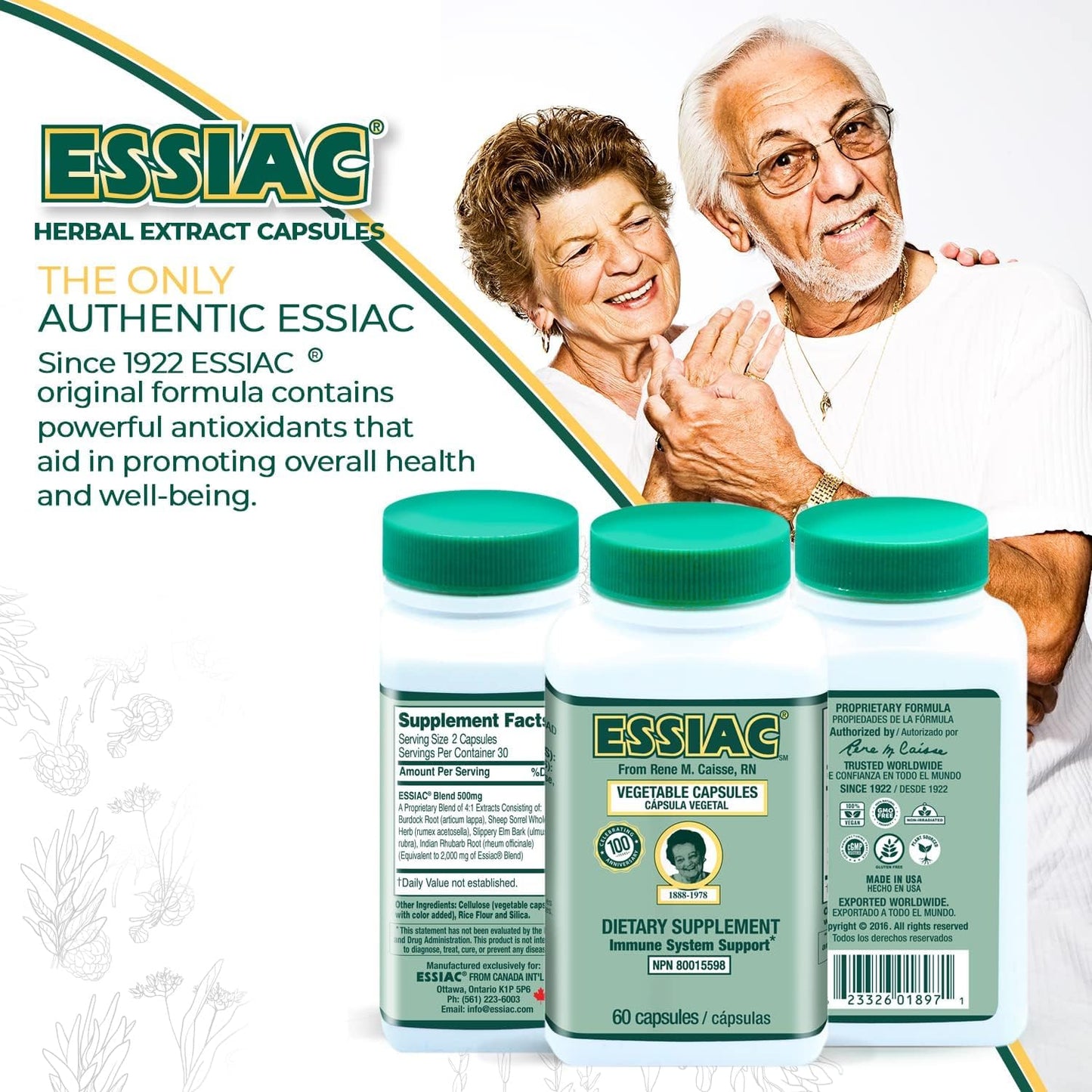 Essiac Tea All-Natural Herbal Extract Capsules, 60 Capsules