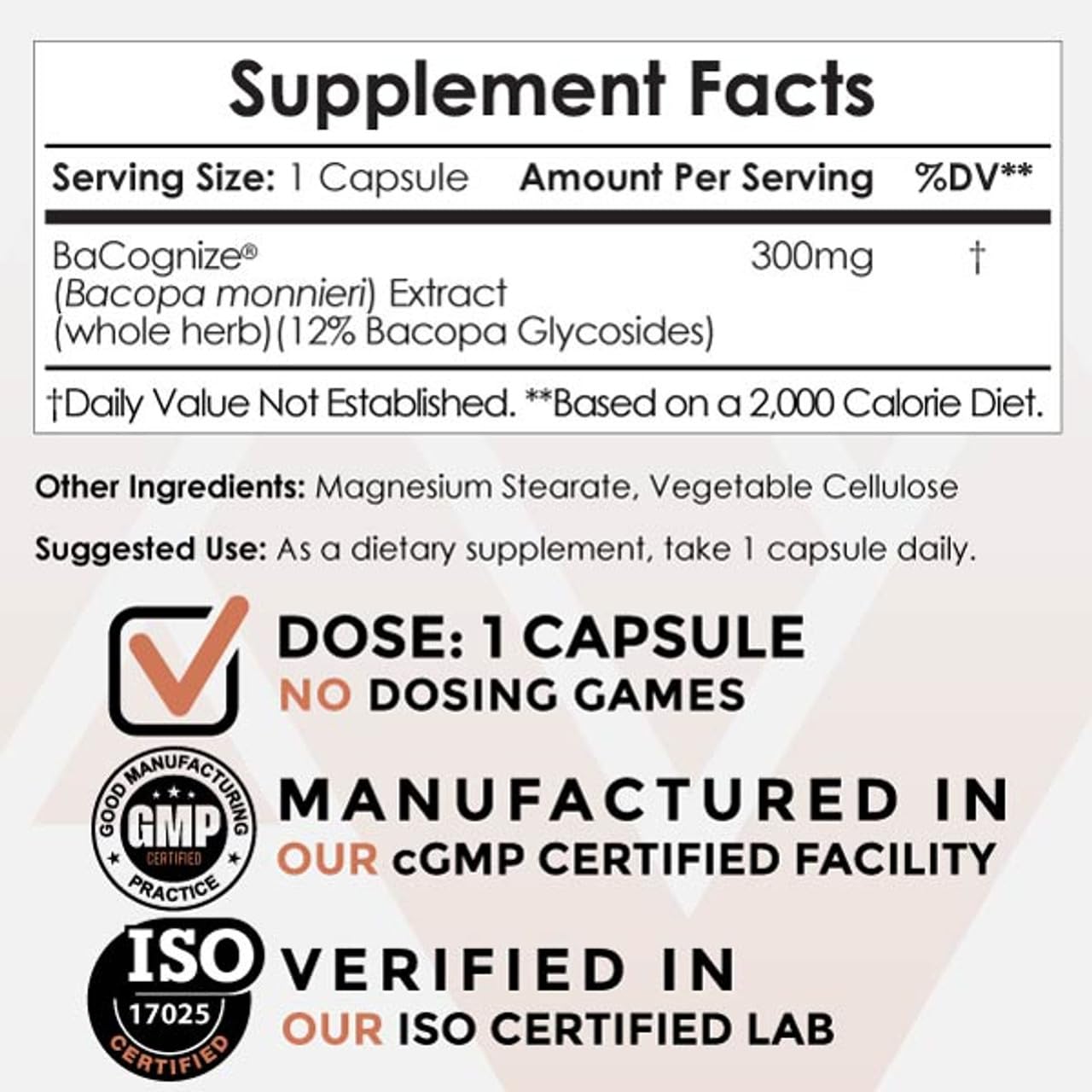 Nootropics Depot BaCognize Bacopa Monnieri Capsules 240 Count