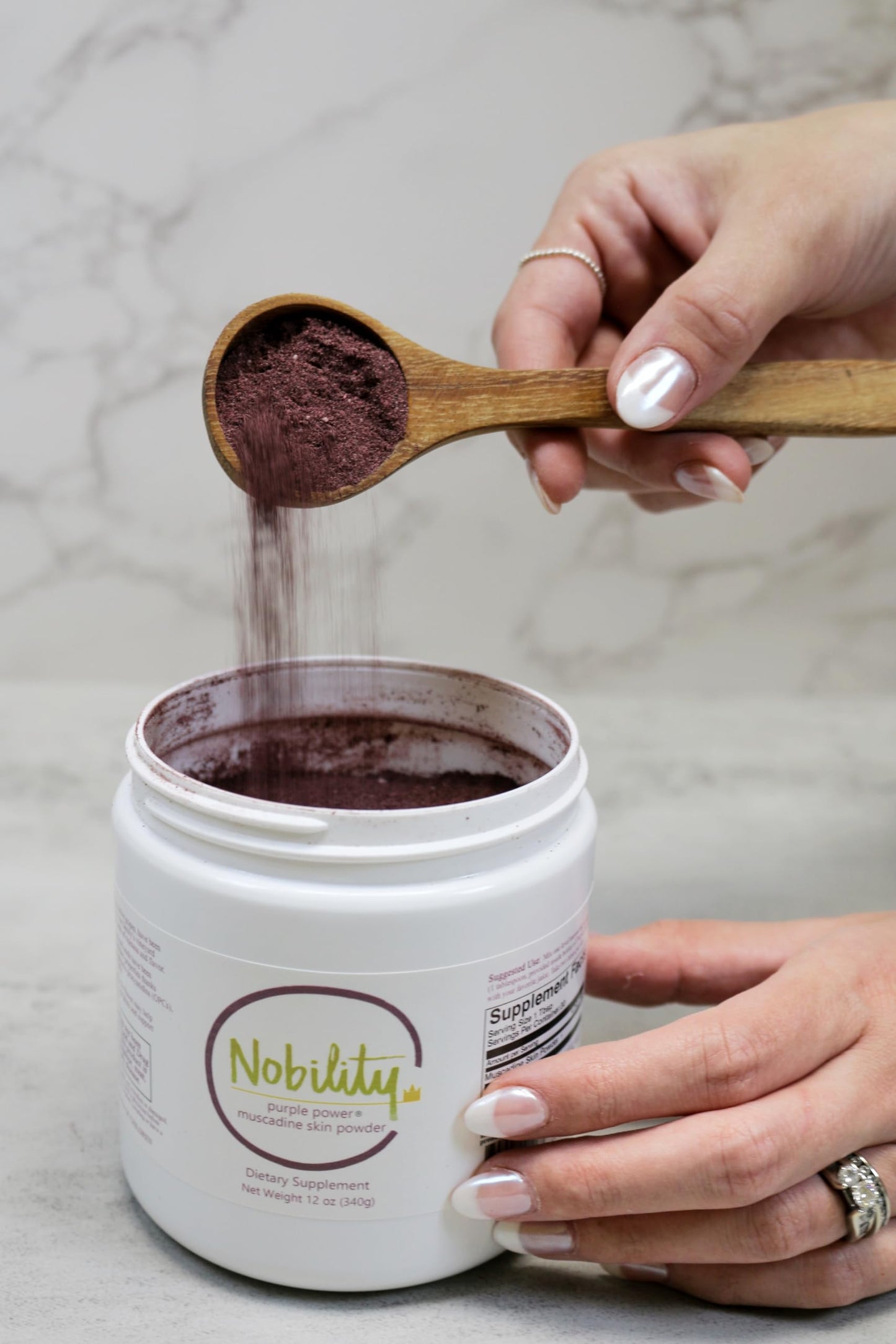 NOBILITY Purple Power – Muscadine Skin Powder for Smoothies, Juice & Yogurt – Heart Healthy Antioxidants, 12
