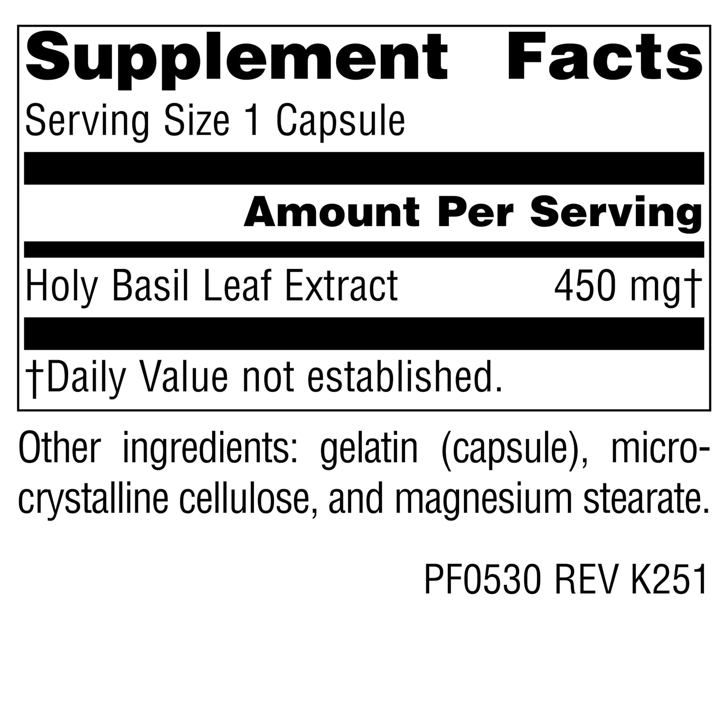 Planetary Herbals Holy Basil Capsules, 60 Count
