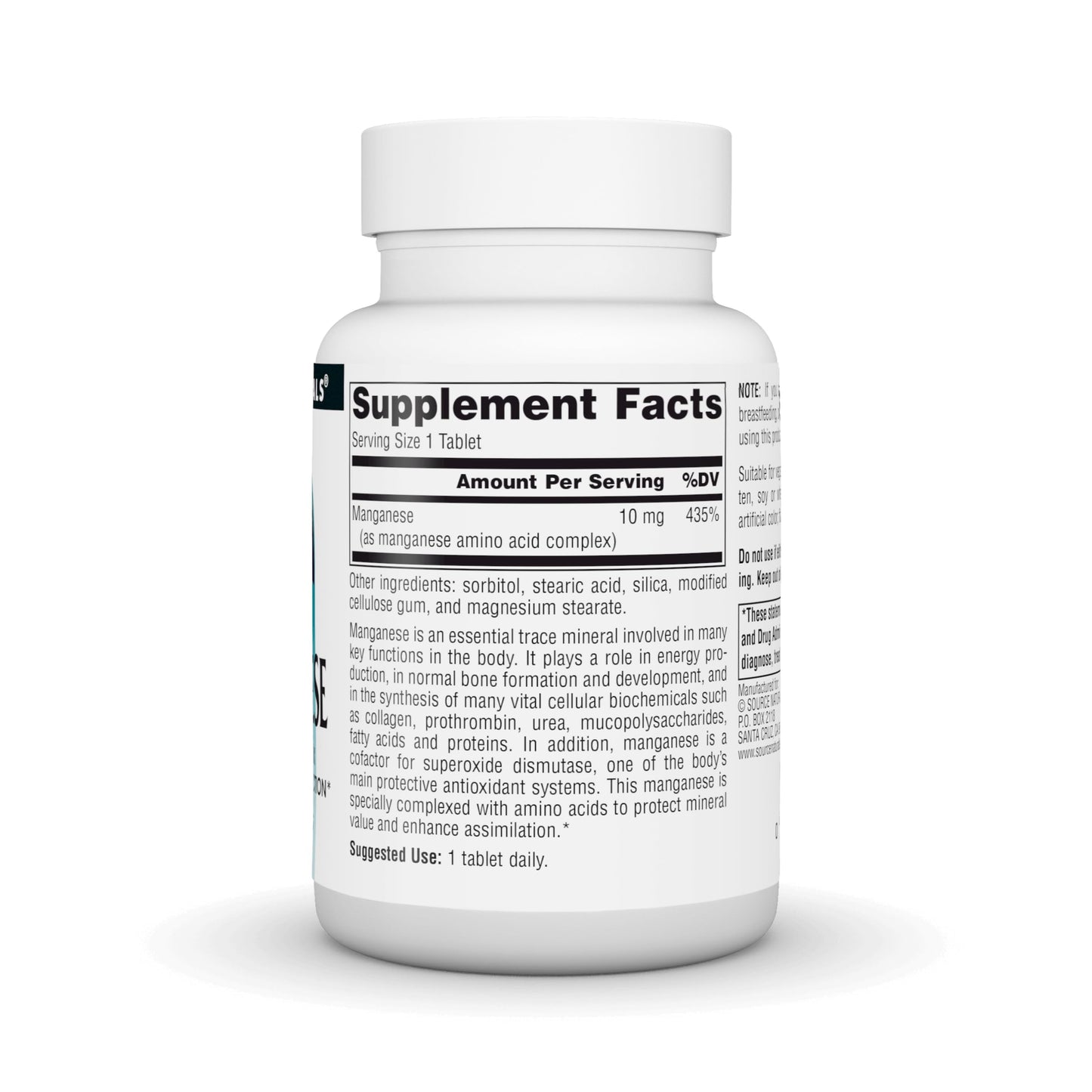 Source Naturals Manganese 10 mg Tablets, 250 Count