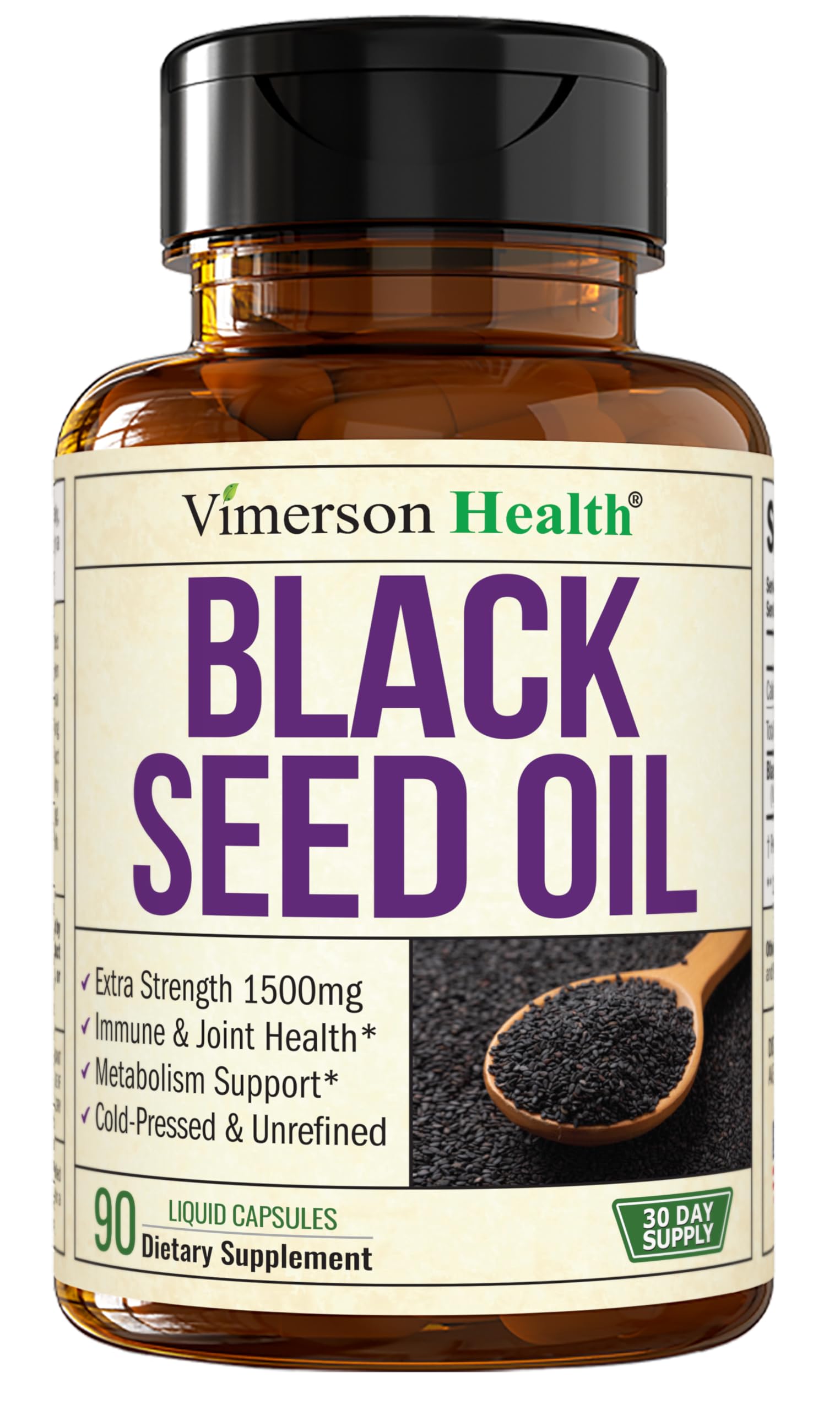 Vimerson Health Black Seed Oil Capsules 1500mg, 90 Capsules
