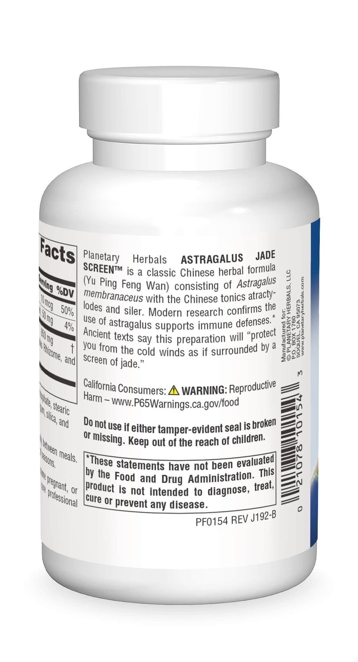 Planetary Herbals Astragalus Jade Screen 850mg Tablet, 100 Tablets