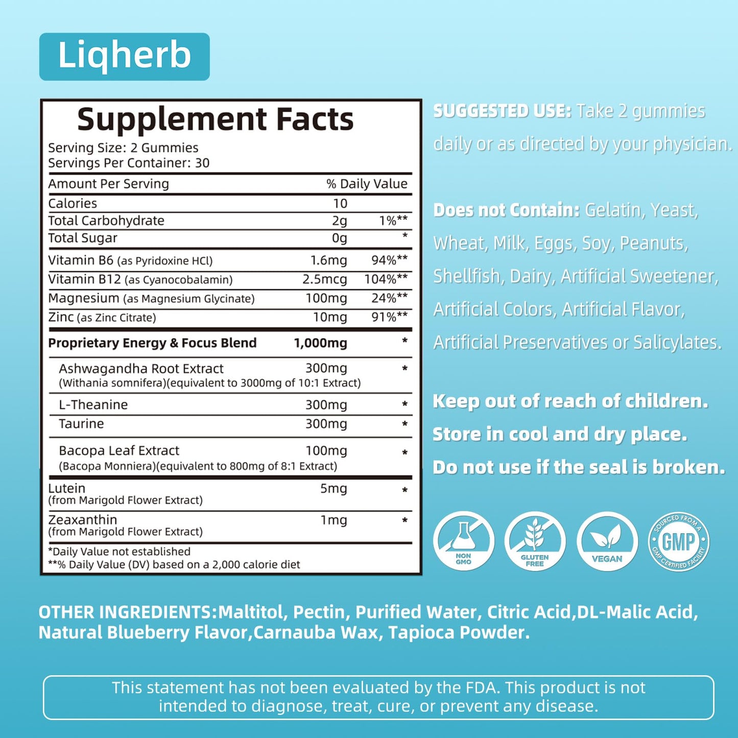 Liqherb Focus Gummy for Gaming, 60 Gummies