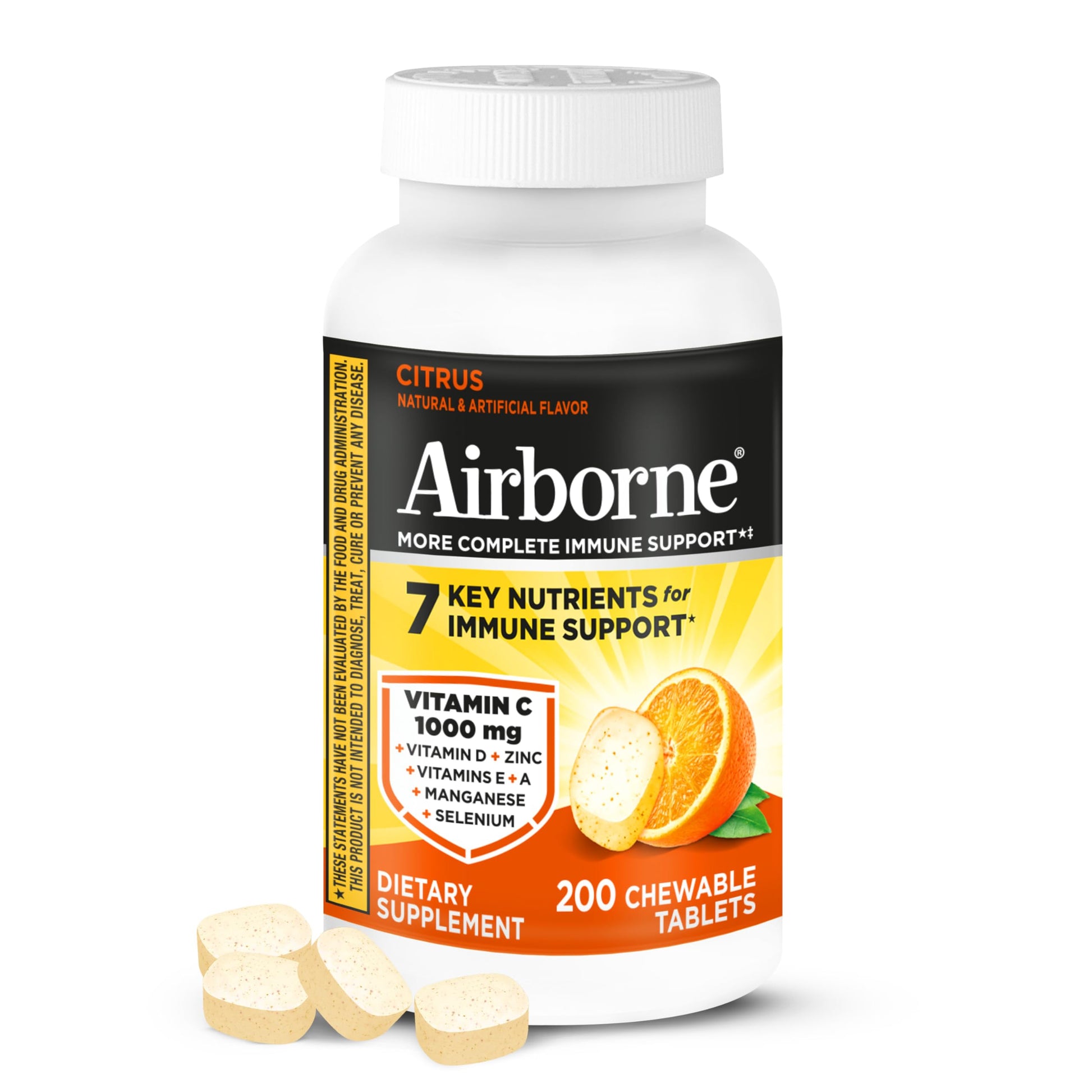 Airborne Citrus Chewable Tablets 200 Count