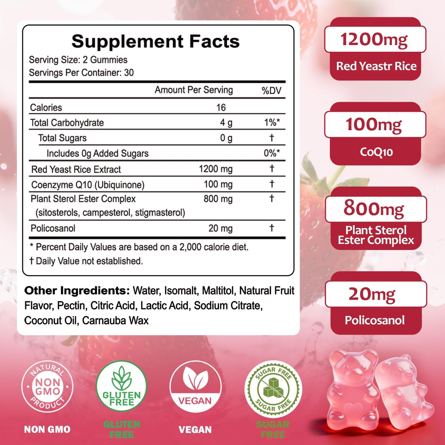 ABYSSUS Red Yeast Rice with CoQ10 Gummies, 60 Count