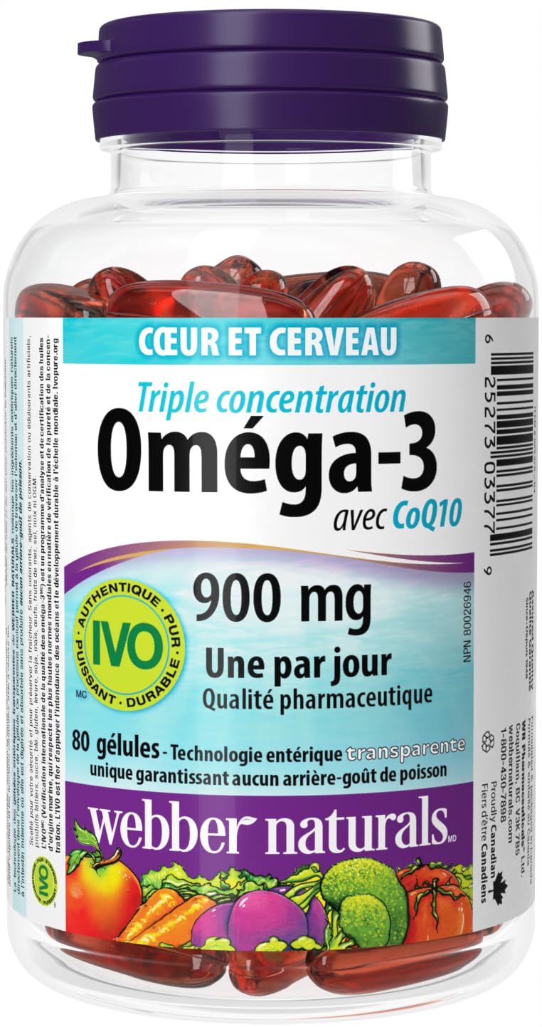 Webber Naturals Triple Strength Omega-3 with CoQ10 Softgels, 80 Softgels