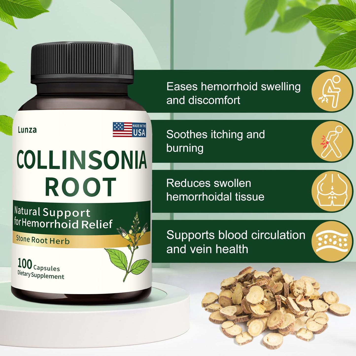 Lunza Collinsonia Root Capsule, 100 Capsules