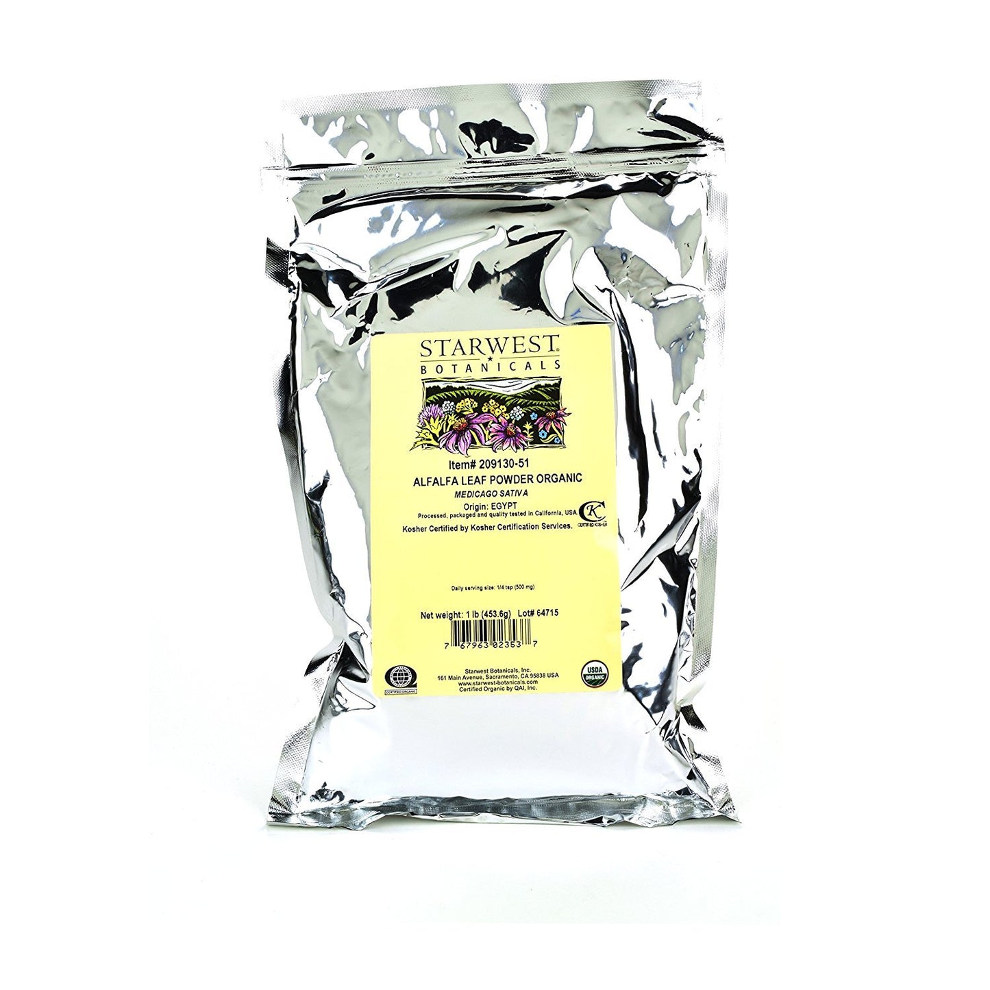 Starwest Botanicals Organic Egyptian Alfalfa Leaf Powder, 16 oz